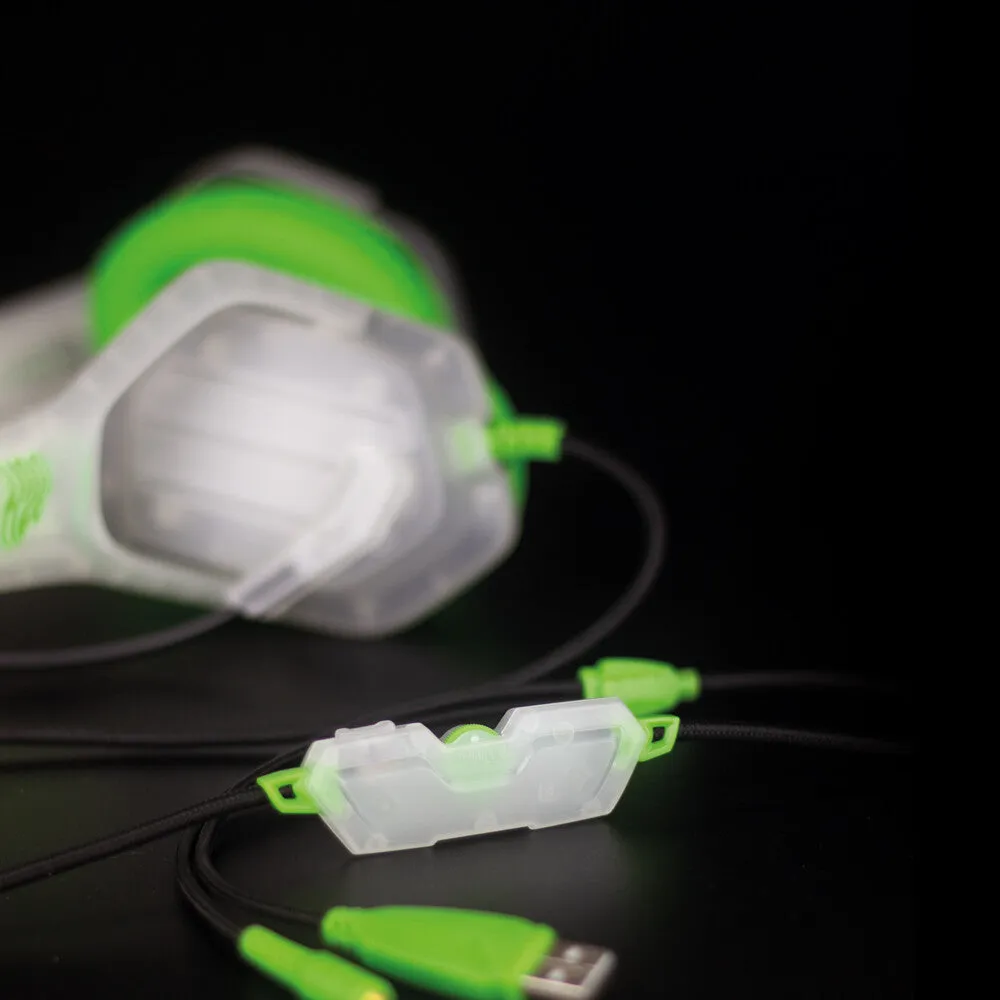FR-TEC Ghost Headset Wired Head-band Gaming Green, Transparent, White