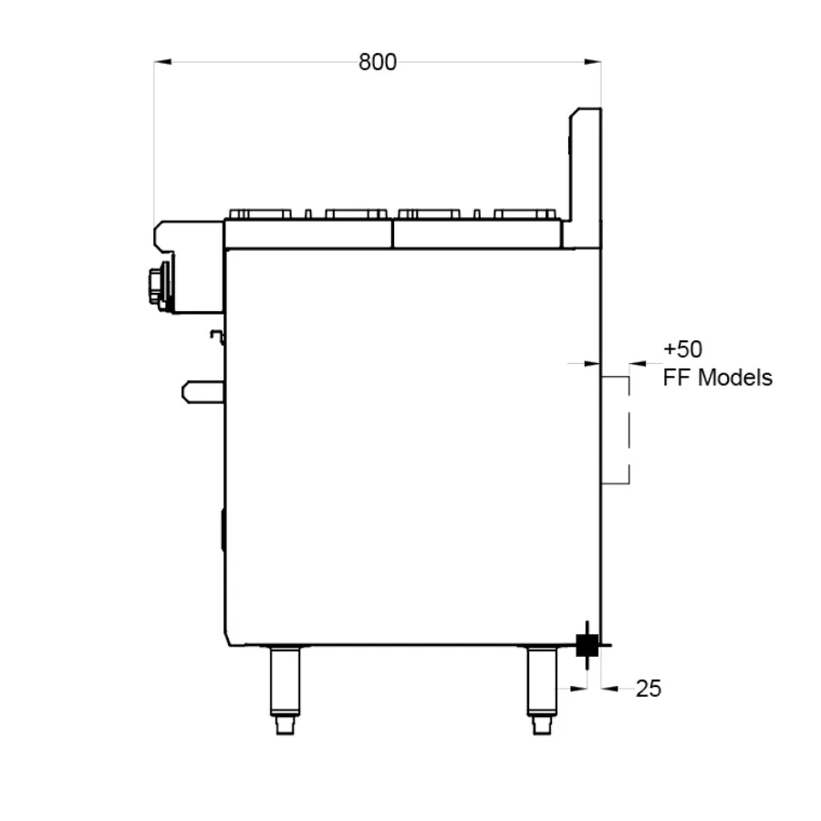 Goldstein 4 Burner & 300mm Griddle with NG Oven