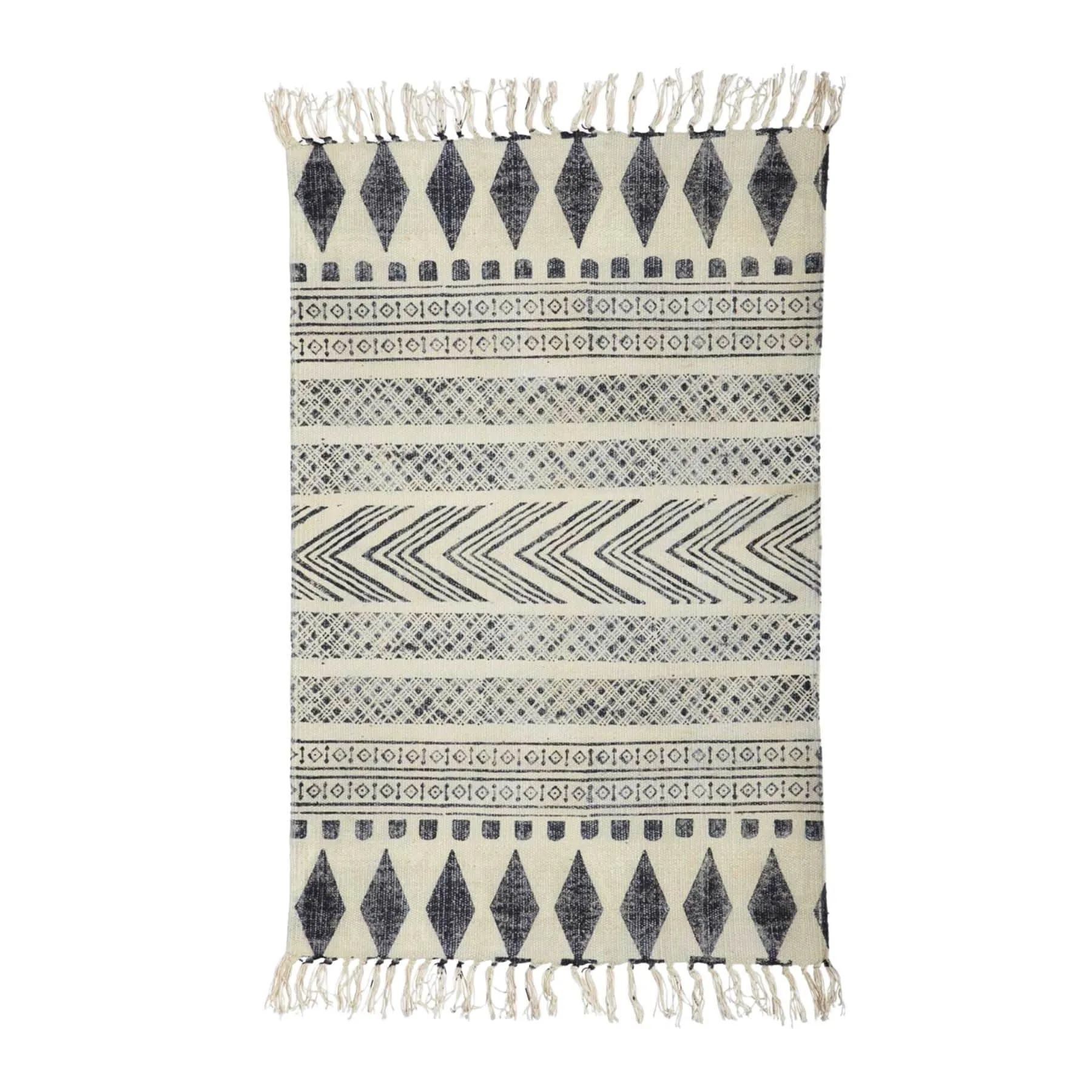 Indian Patterned Rug | Grey/Black | 90x200cm Zoco Home