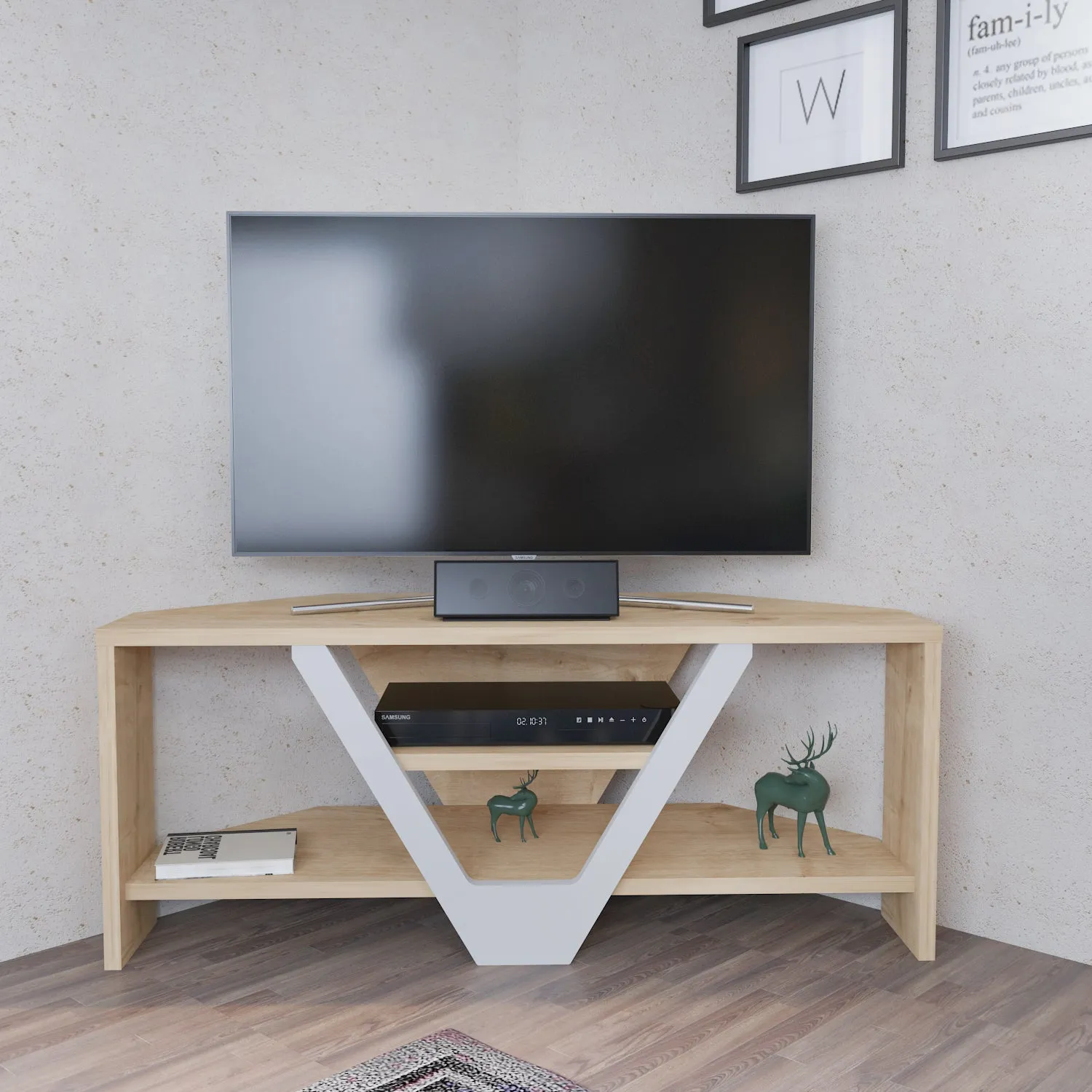 Karin 35'' wide Corner TV Stand Console Table for Up to 50 inch TVs Decorotika