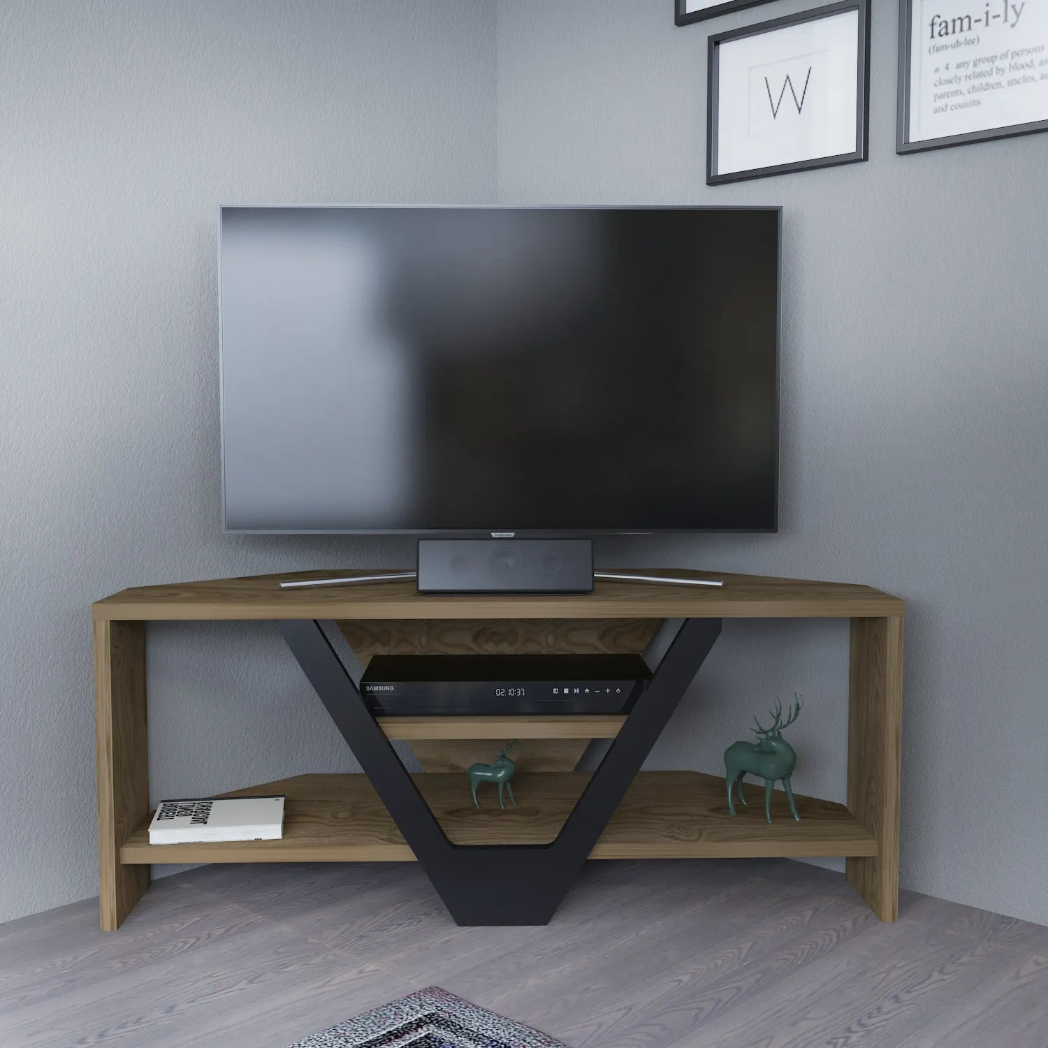 Karin 35'' wide Corner TV Stand Console Table for Up to 50 inch TVs Decorotika