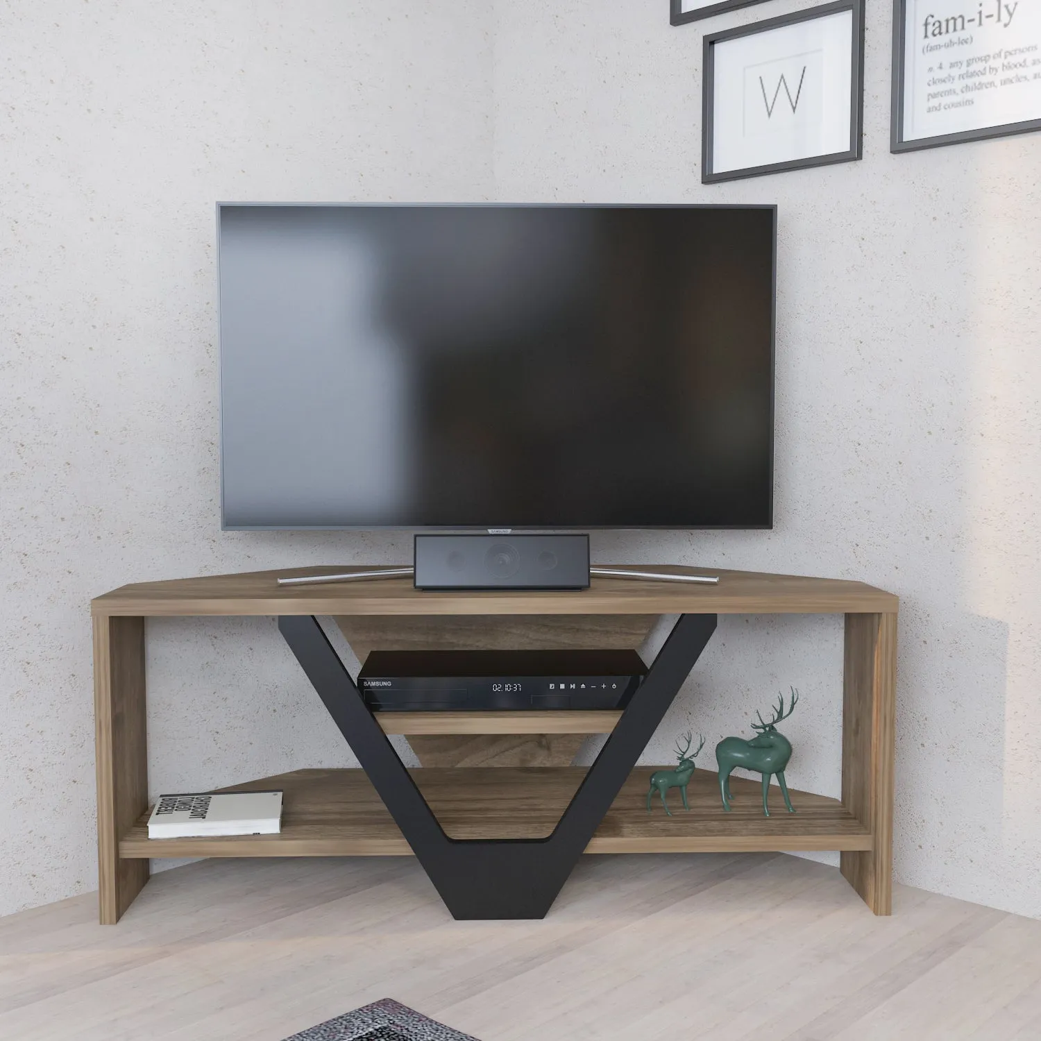 Karin 35'' wide Corner TV Stand Console Table for Up to 50 inch TVs Decorotika