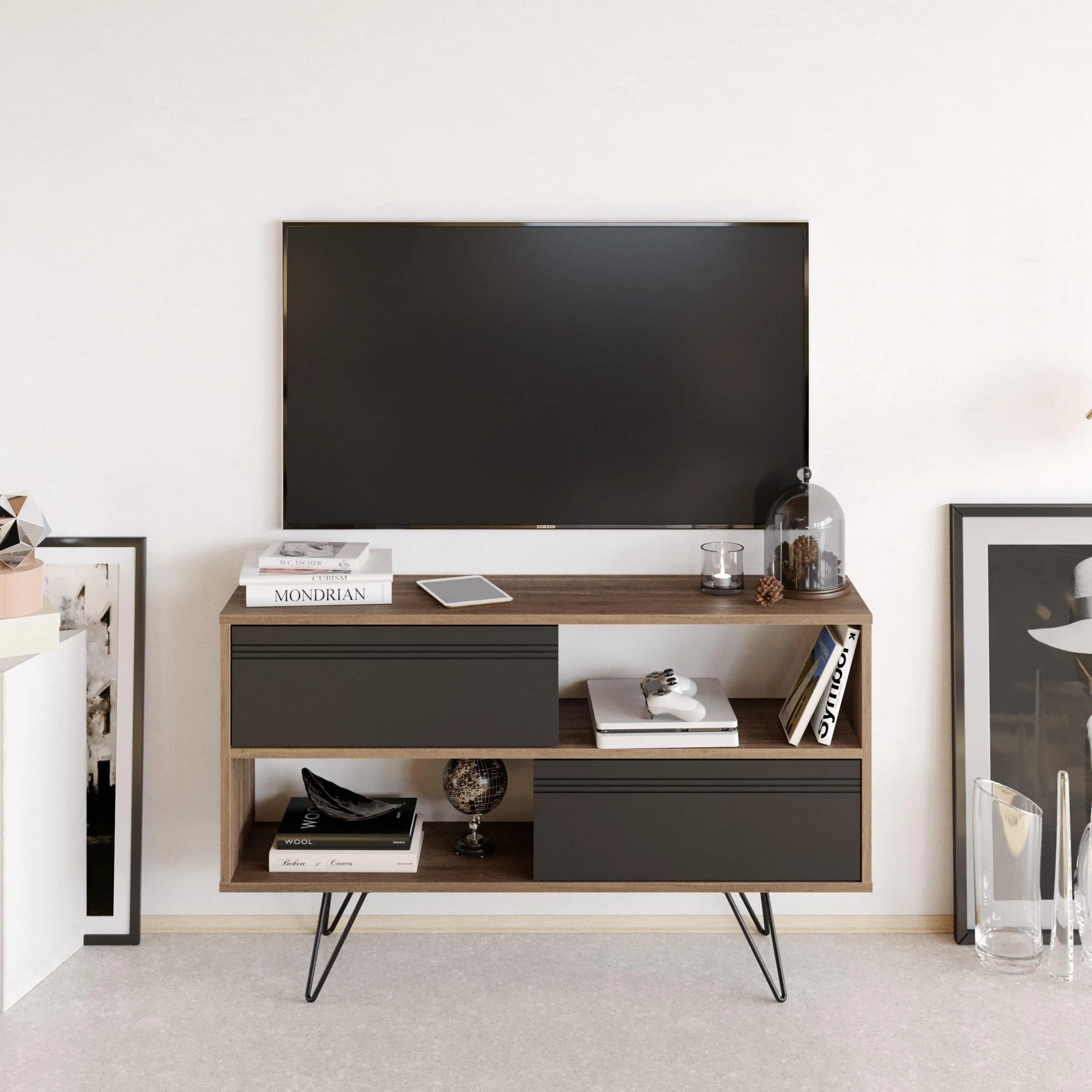 Kerby 47" Wide TV Stand & Media Console with Cabinets & Shelves for TVs up to 55" Decorotika