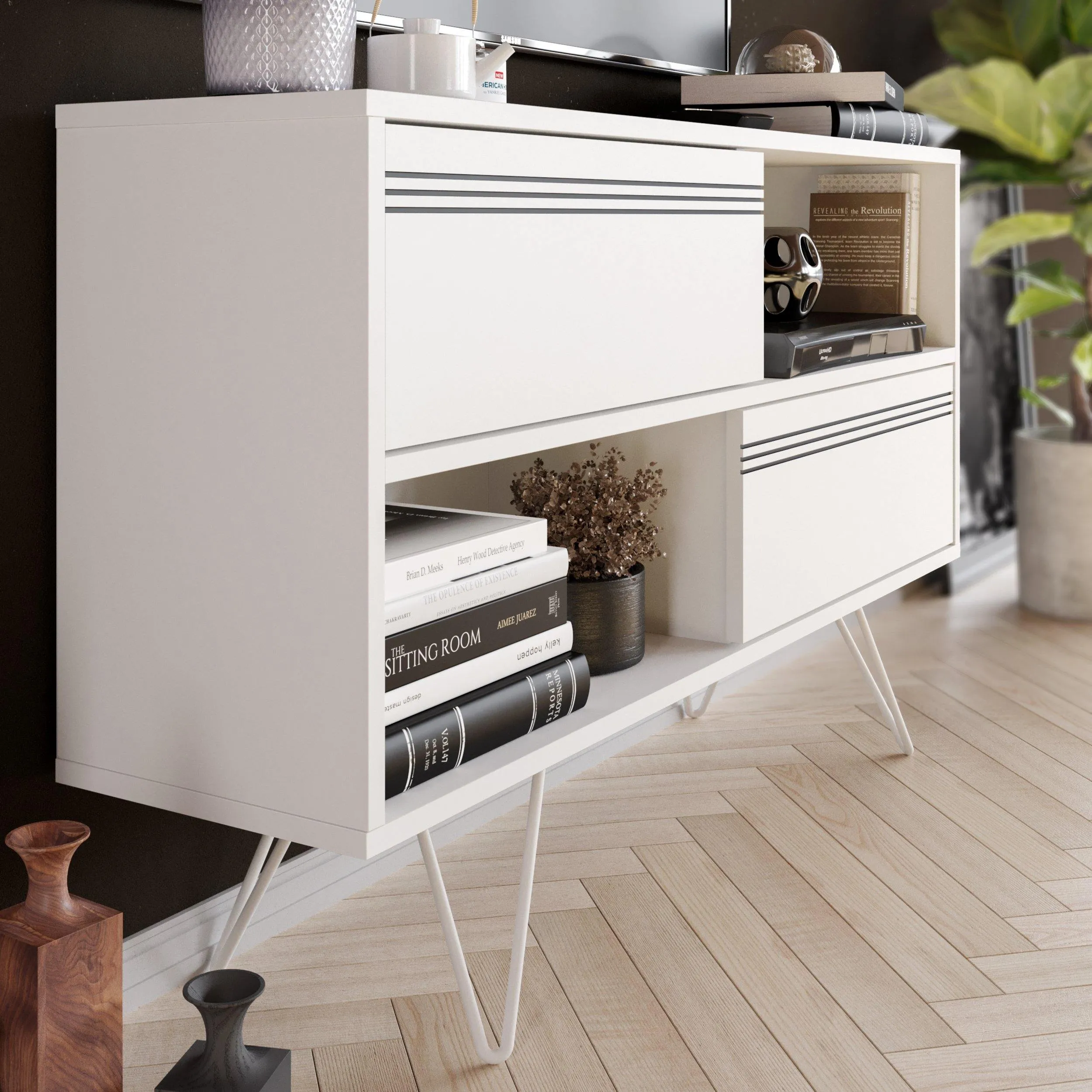 Kerby 47" Wide TV Stand & Media Console with Cabinets & Shelves for TVs up to 55" Decorotika