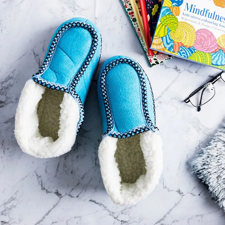 Ladies Moccasin Slipper, Blue