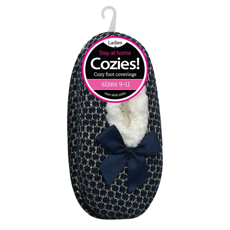 Ladies Sherpa Slippers, Asstd