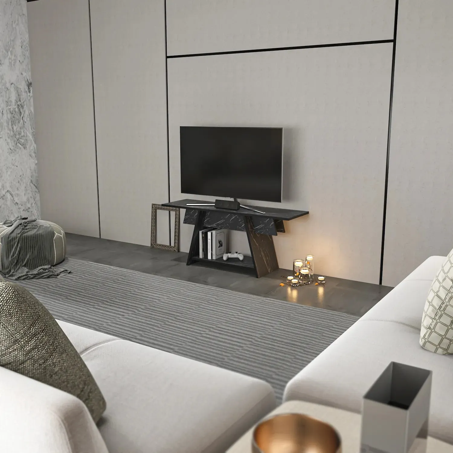 Lanca 47" Wide Minimalist TV Stand Media Console | Streamlined Design for TVs up to 55" Decorotika