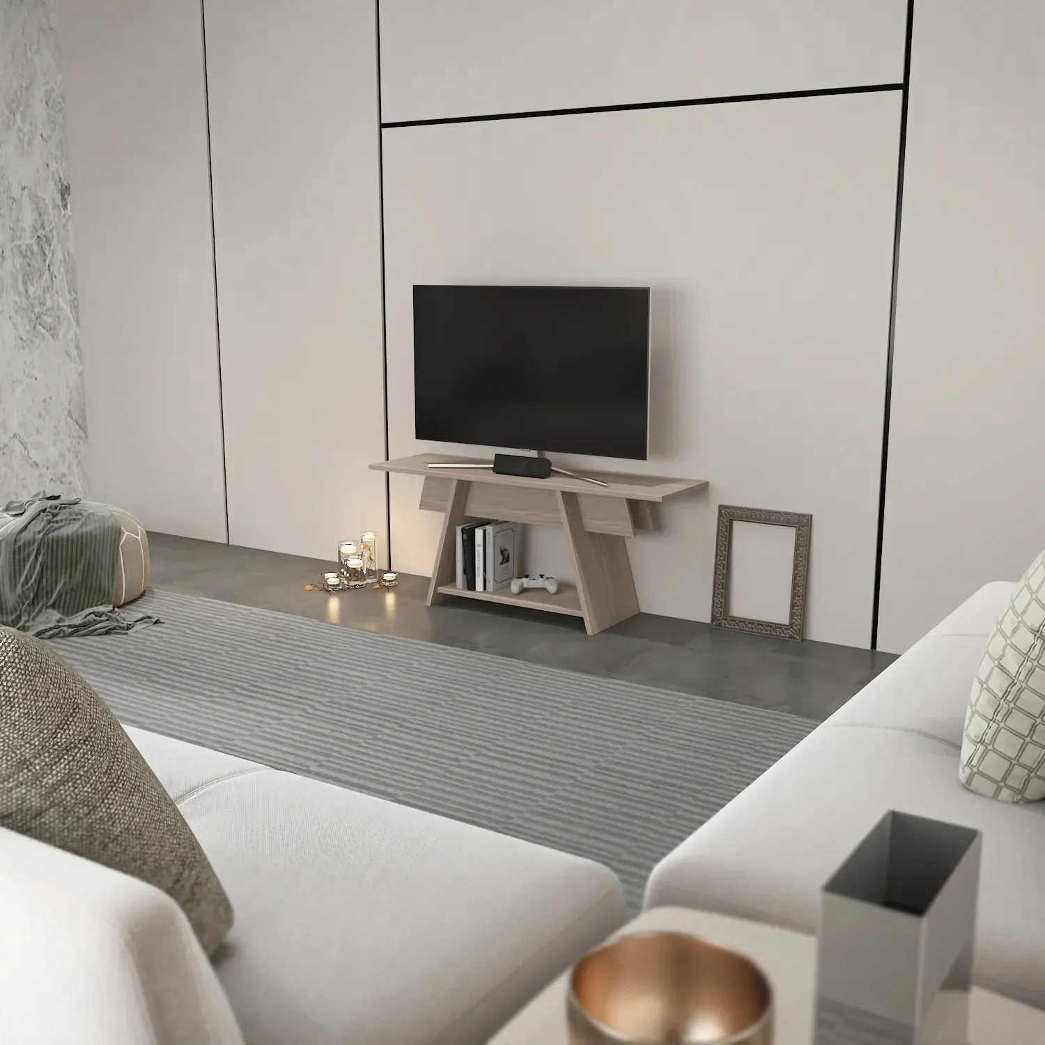 Lanca 47" Wide Minimalist TV Stand Media Console | Streamlined Design for TVs up to 55" Decorotika