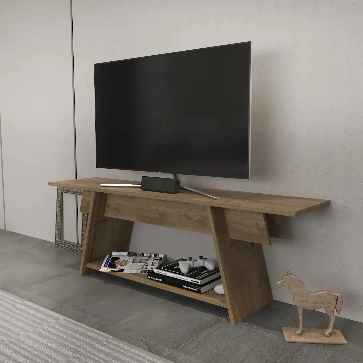 Lanca 59" Wide Minimalist TV Stand Media Console | Streamlined Design for TVs up to 68" Decorotika