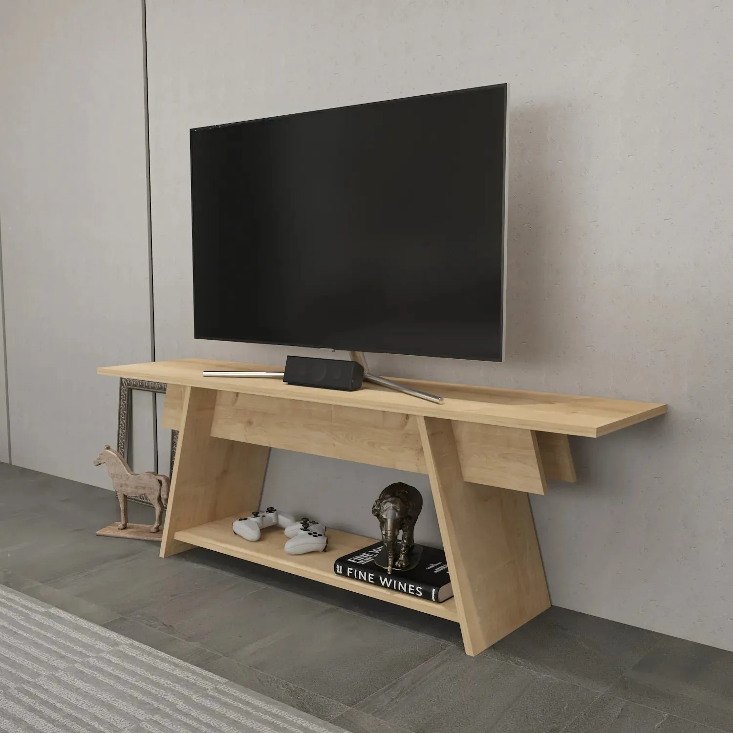 Lanca 59" Wide Minimalist TV Stand Media Console | Streamlined Design for TVs up to 68" Decorotika
