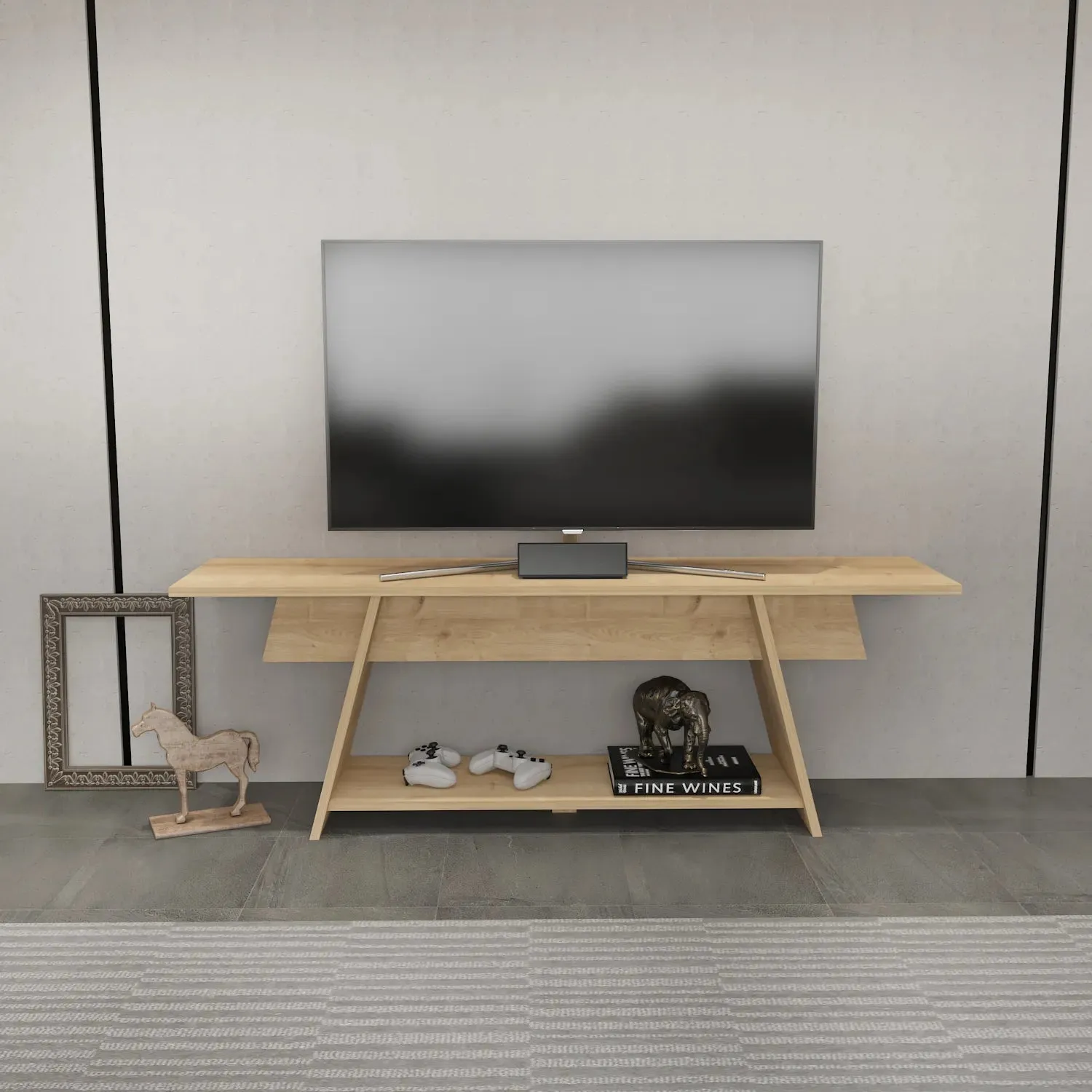 Lanca 59" Wide Minimalist TV Stand Media Console | Streamlined Design for TVs up to 68" Decorotika