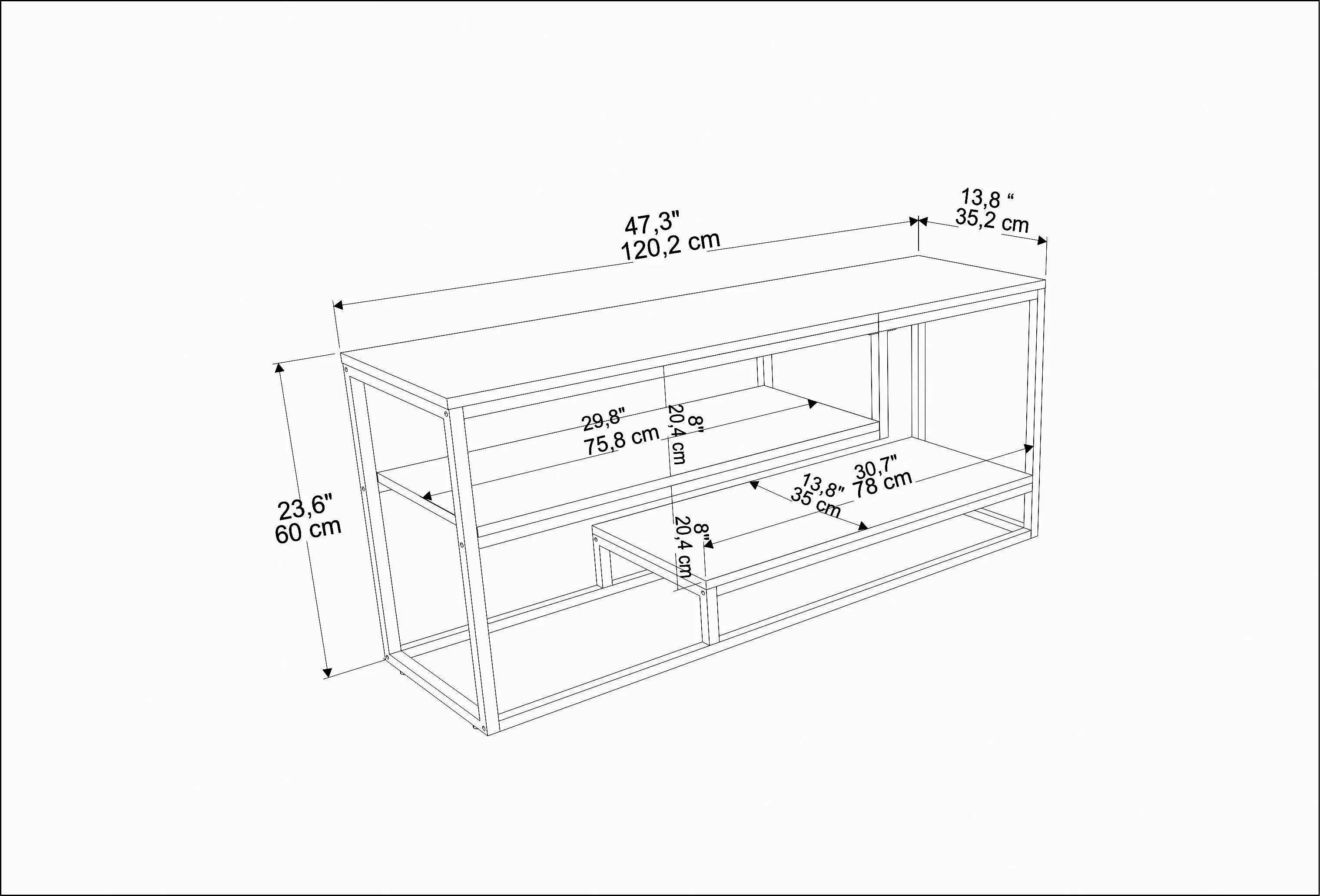 Lorin 47 inch Wide Metal Wood TV Stand Media Console for TVs up to 55 inch Decorotika