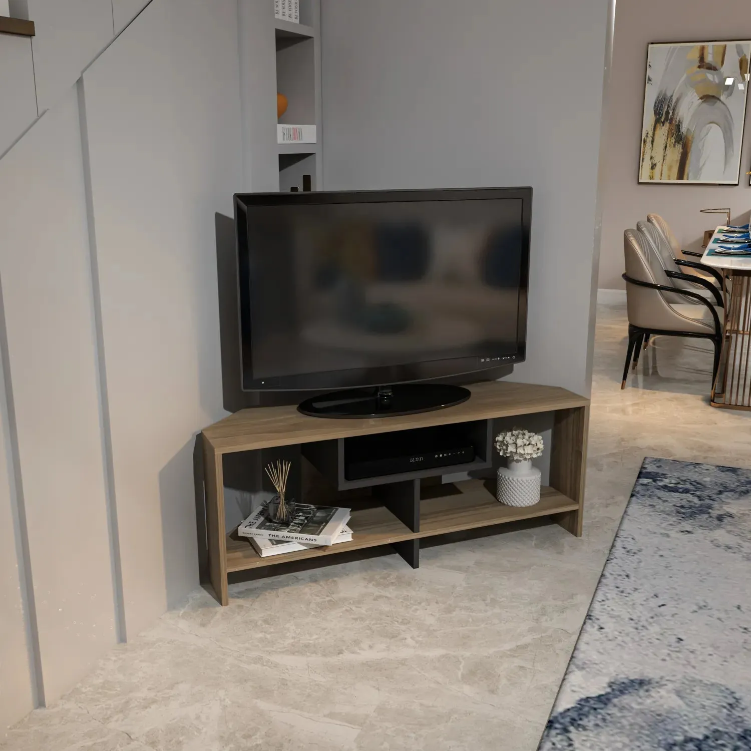 Maldiv 47" Wide Corner TV Stand | Media Console | for TVs up to 50" Decorotika