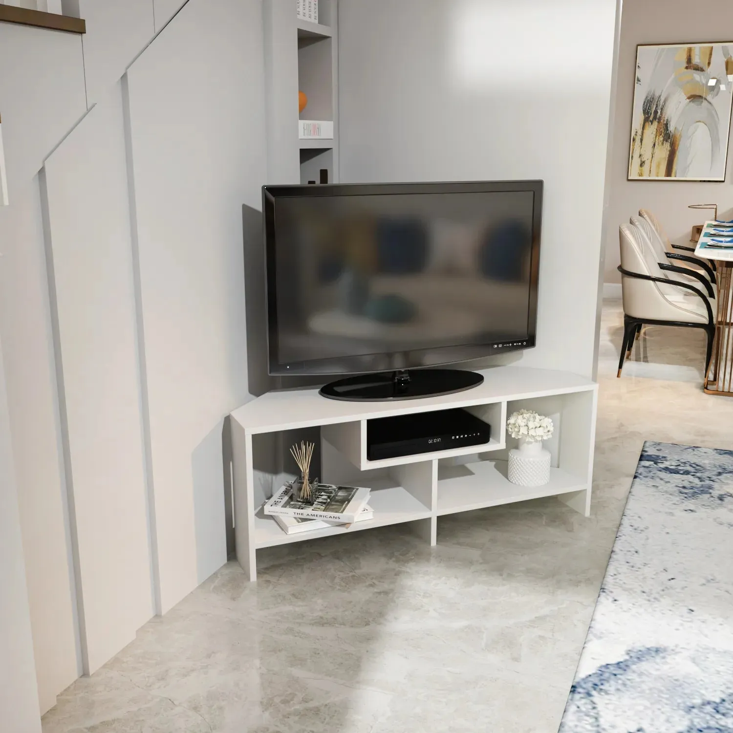 Maldiv 47" Wide Corner TV Stand | Media Console | for TVs up to 50" Decorotika