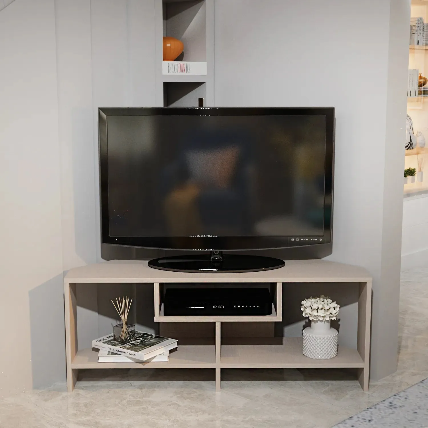 Maldiv 47" Wide Corner TV Stand | Media Console | for TVs up to 50" Decorotika