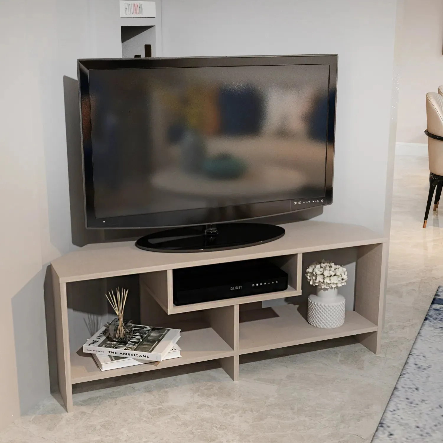 Maldiv 47" Wide Corner TV Stand | Media Console | for TVs up to 50" Decorotika