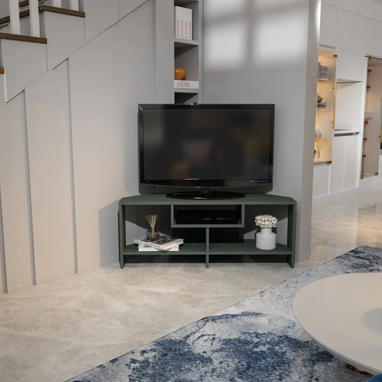 Maldiv 47" Wide Corner TV Stand | Media Console | for TVs up to 50" Decorotika