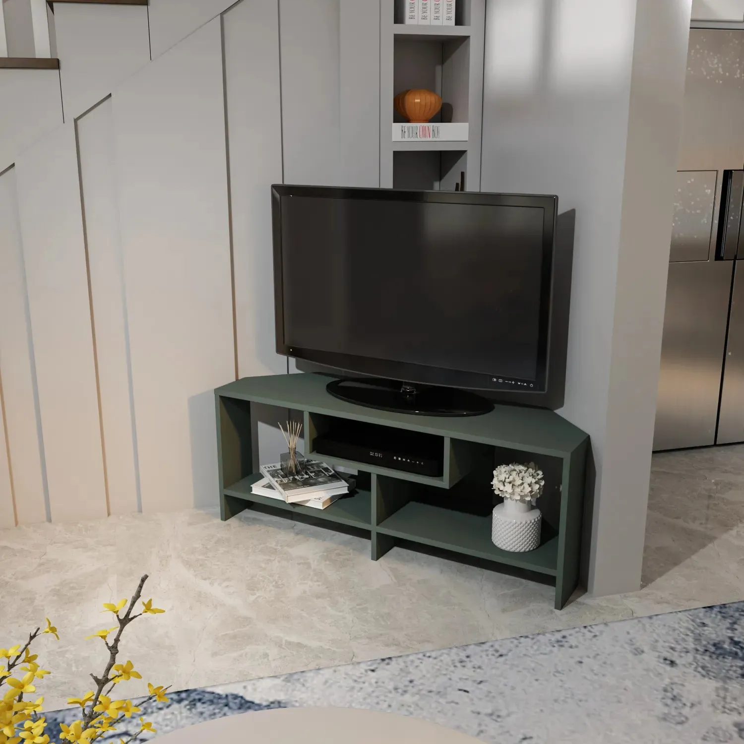 Maldiv 47" Wide Corner TV Stand | Media Console | for TVs up to 50" Decorotika