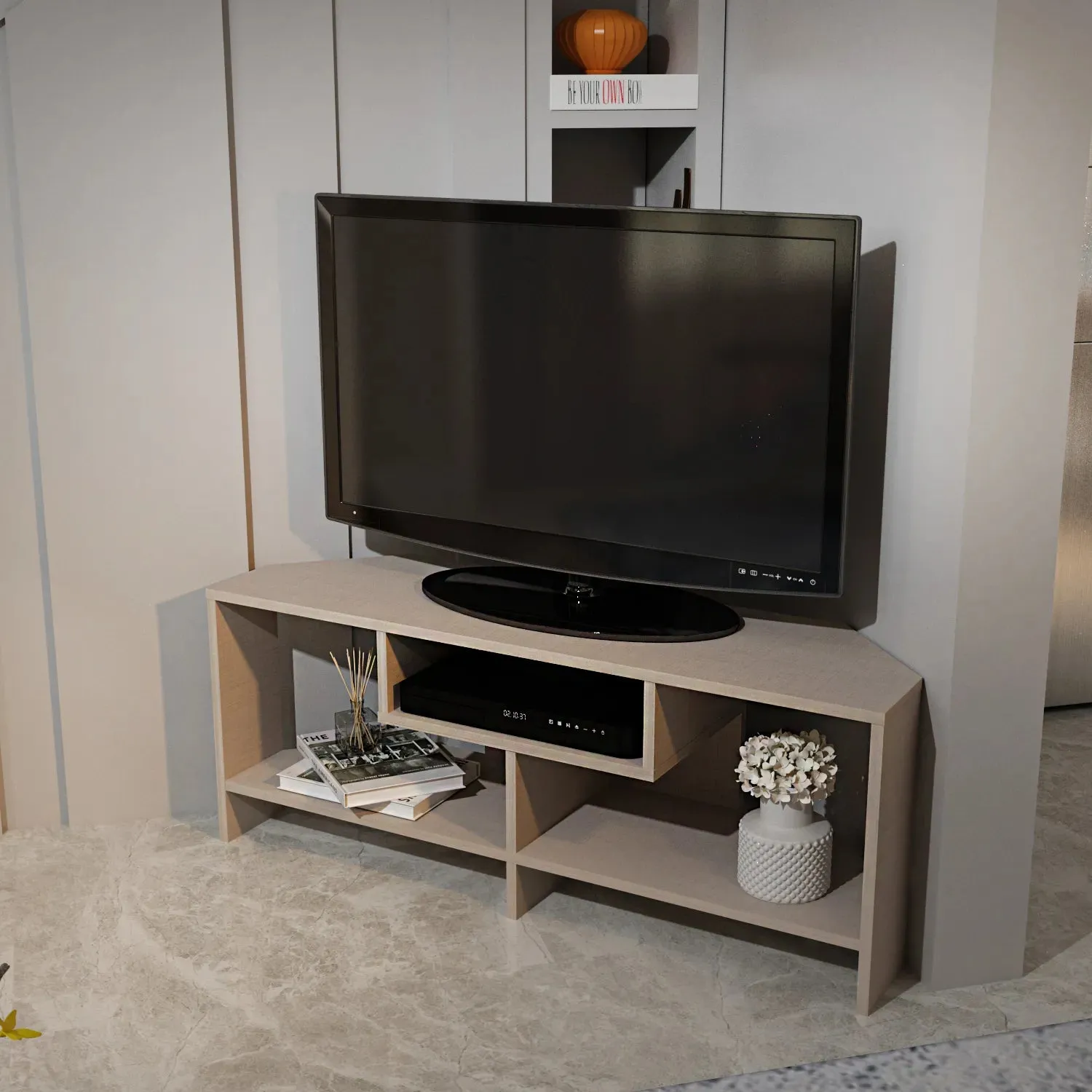 Maldiv 47" Wide Corner TV Stand | Media Console | for TVs up to 50" Decorotika