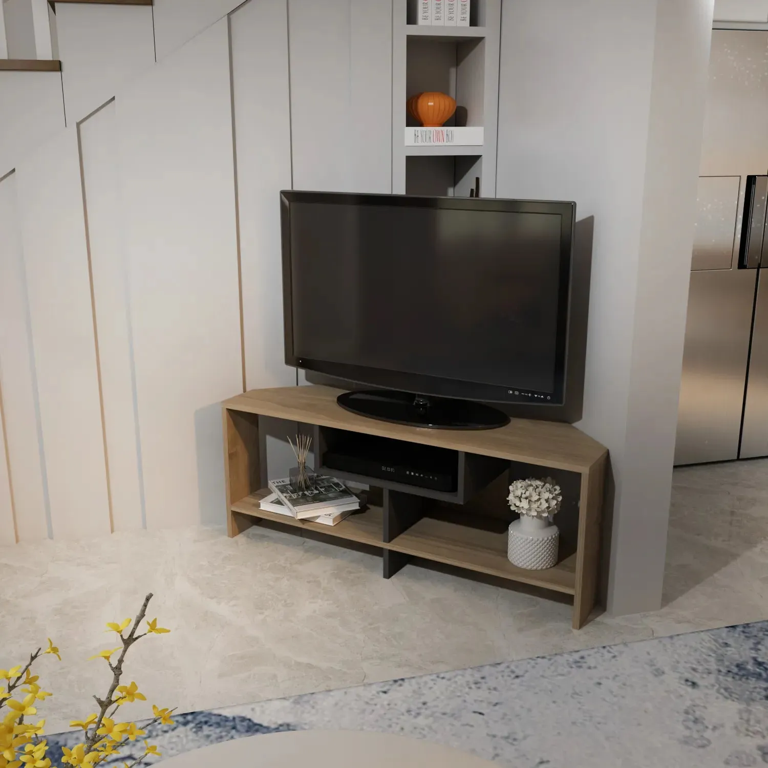 Maldiv 47" Wide Corner TV Stand | Media Console | for TVs up to 50" Decorotika