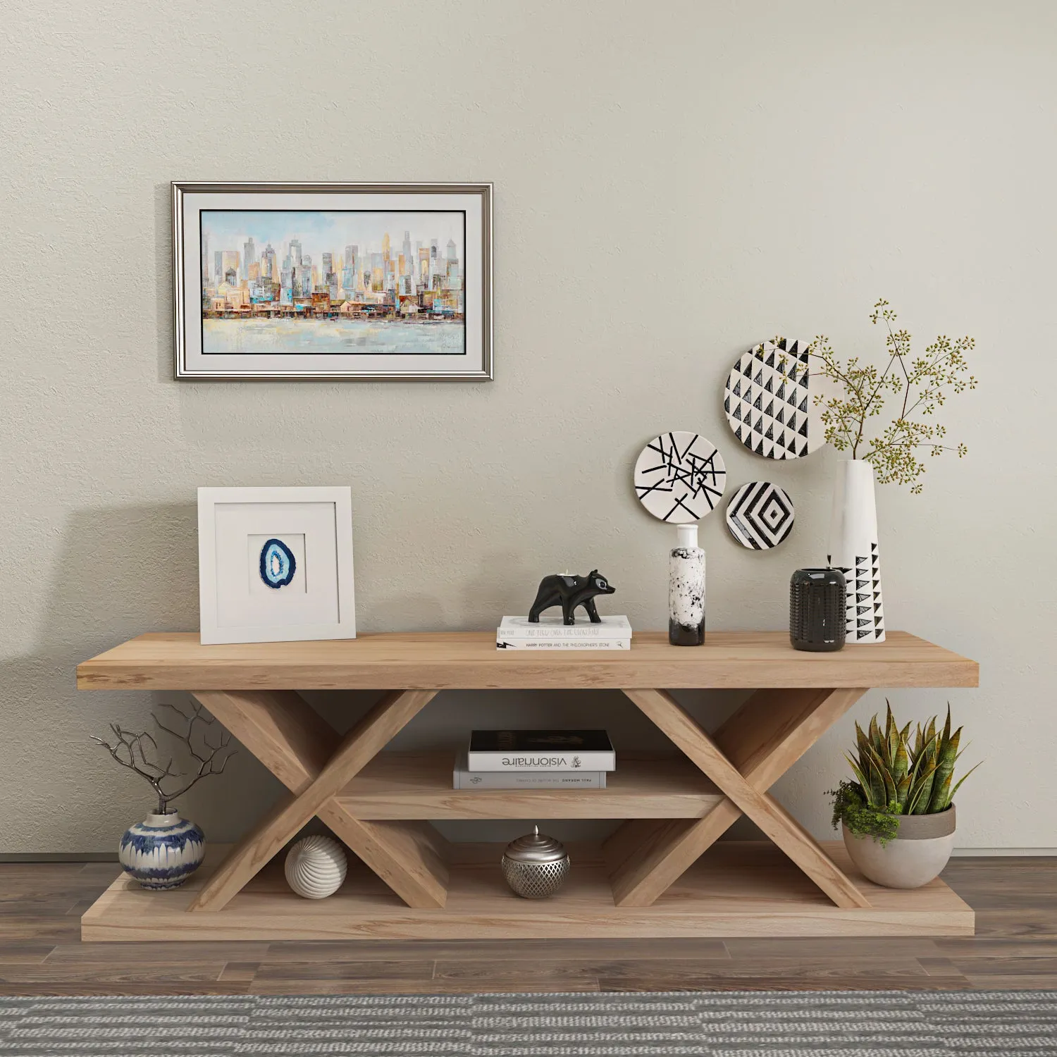 Massi 55'' Solid Wood TV Stand Console Table Decorotika