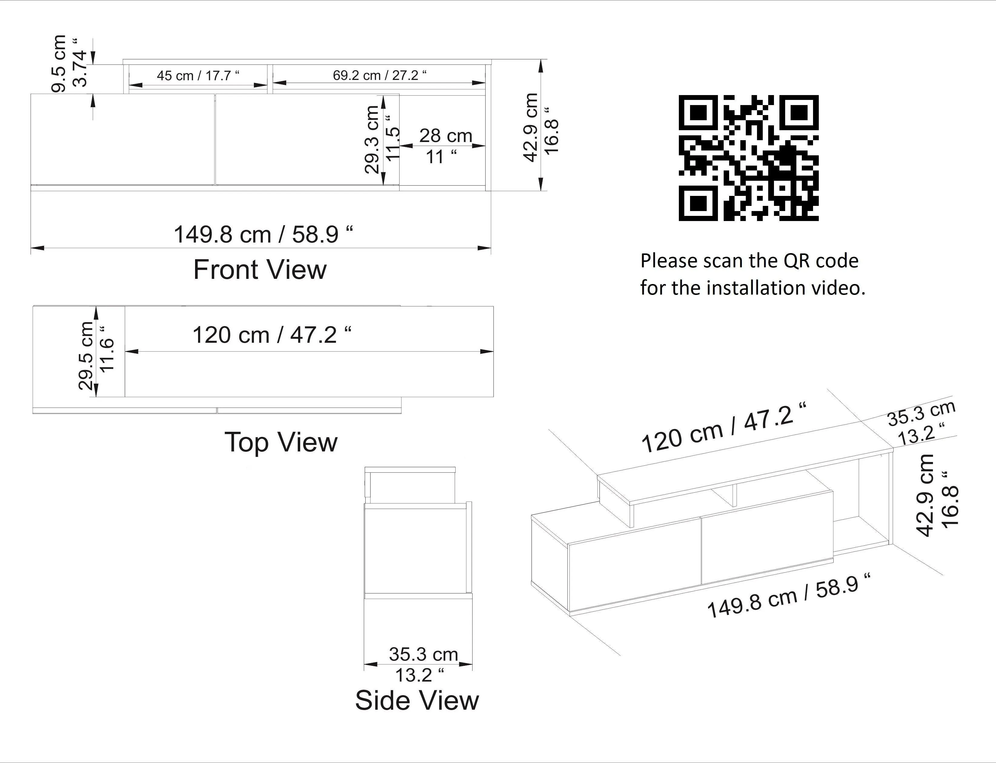 Nexera TV Stand and Media Console for TVs up to 55" Decorotika