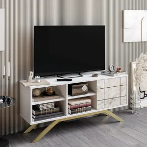 North 51" TV Stand and Media Console with A Cabinet and Shelves Decorotika