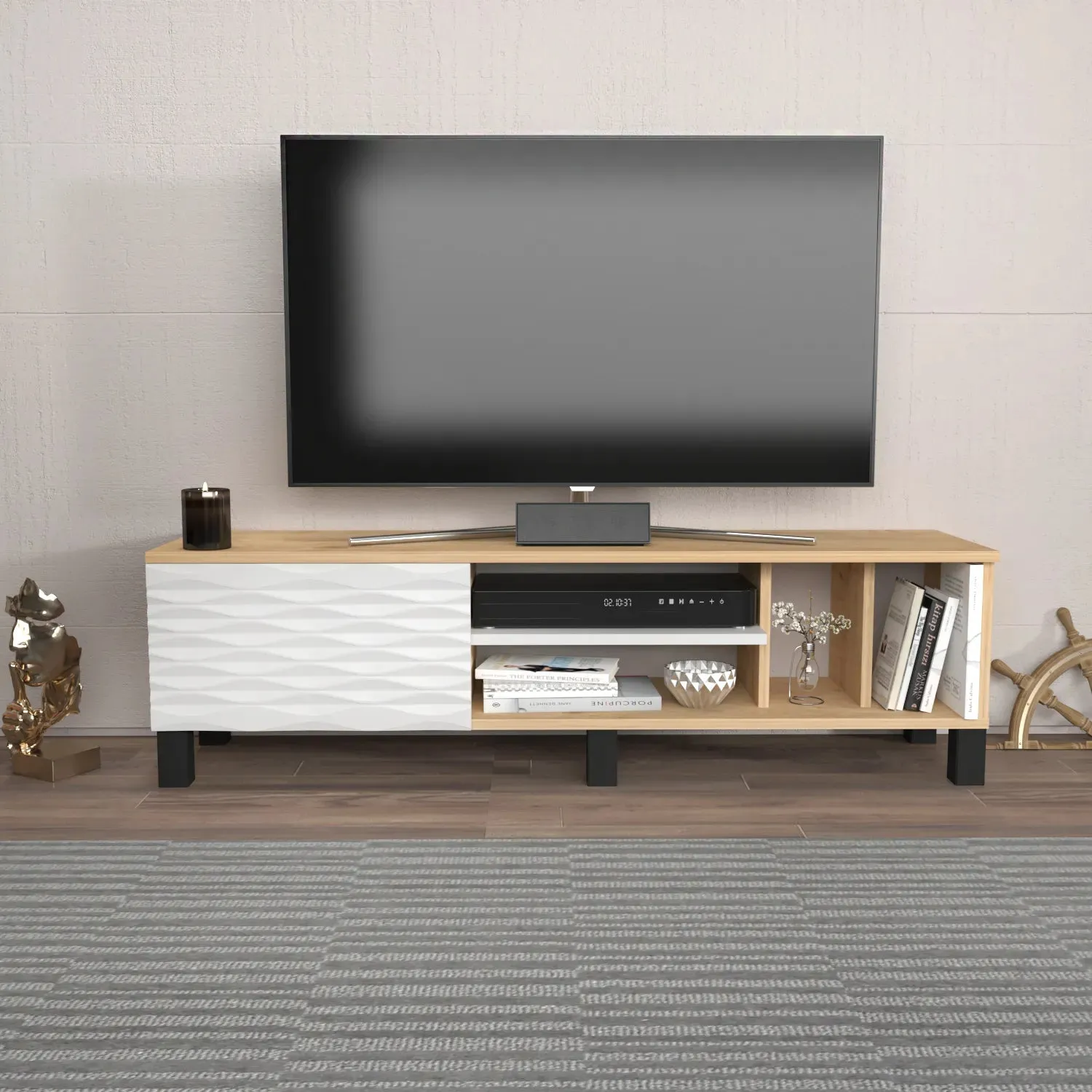 Olyo 55 inch Wide TV Stand Media Console for TVs up to 60 inch Decorotika