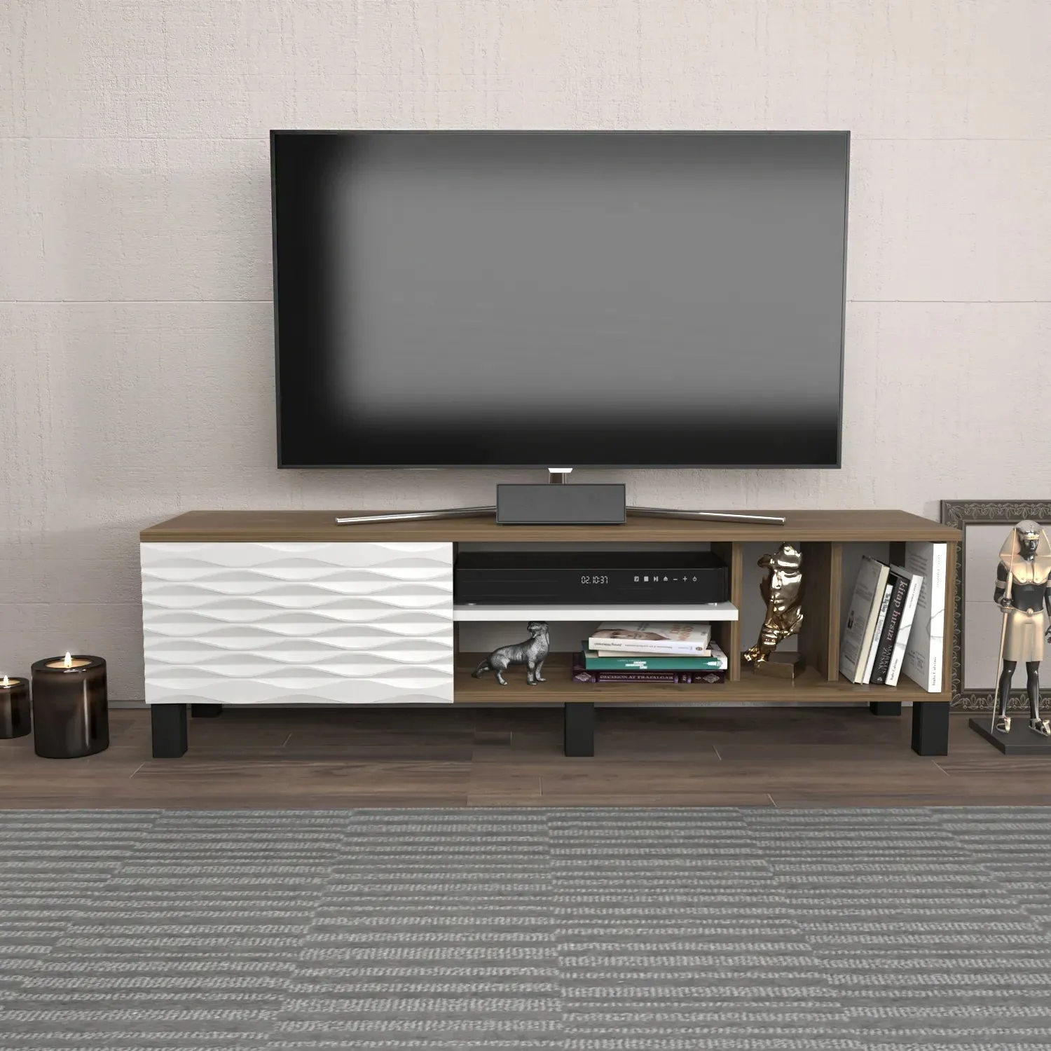 Olyo 55 inch Wide TV Stand Media Console for TVs up to 60 inch Decorotika
