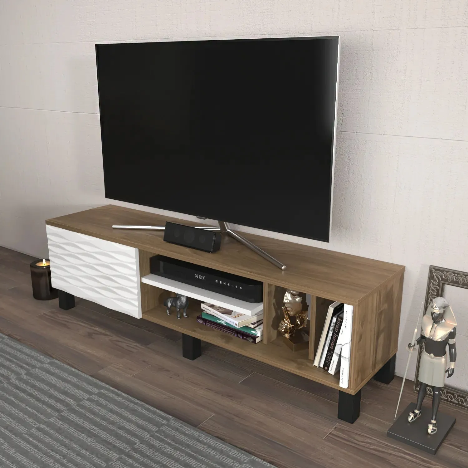 Olyo 55 inch Wide TV Stand Media Console for TVs up to 60 inch Decorotika