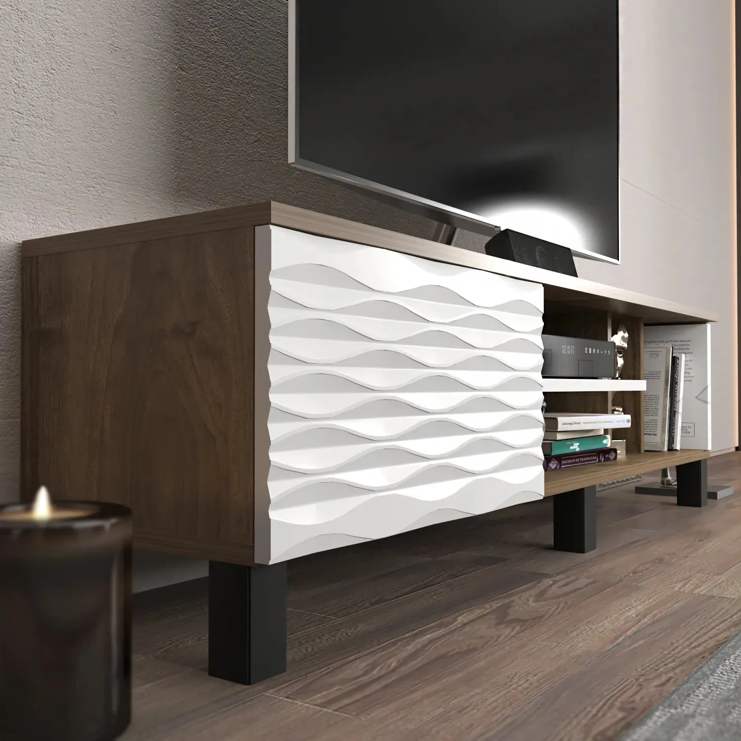 Olyo 55 inch Wide TV Stand Media Console for TVs up to 60 inch Decorotika