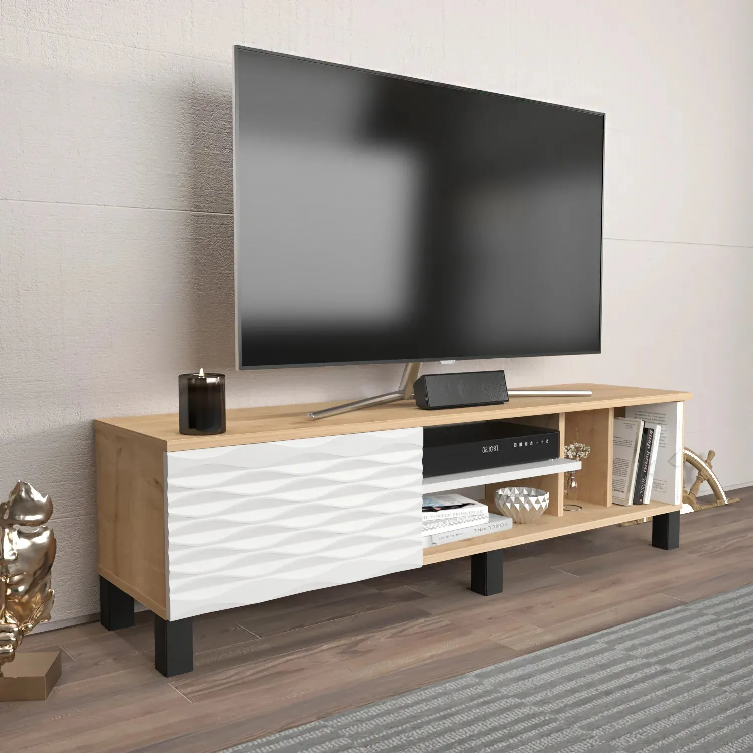 Olyo 55 inch Wide TV Stand Media Console for TVs up to 60 inch Decorotika