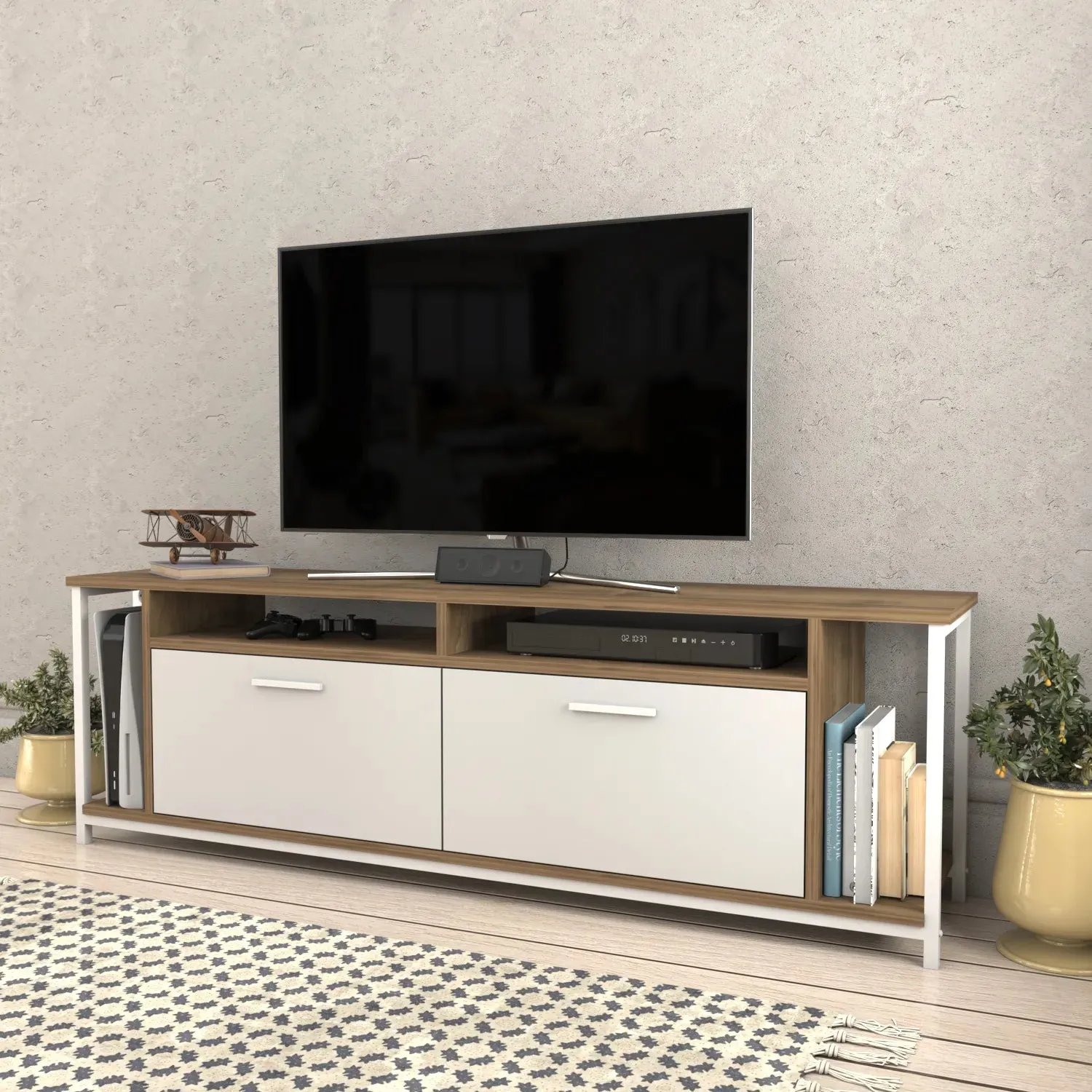 Omar 63" Wide TV Stand & Media Console for TVs up to 72" Decorotika
