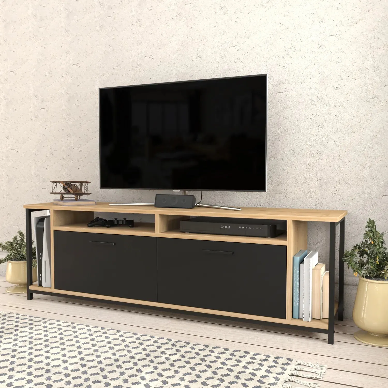 Omar 63" Wide TV Stand & Media Console for TVs up to 72" Decorotika