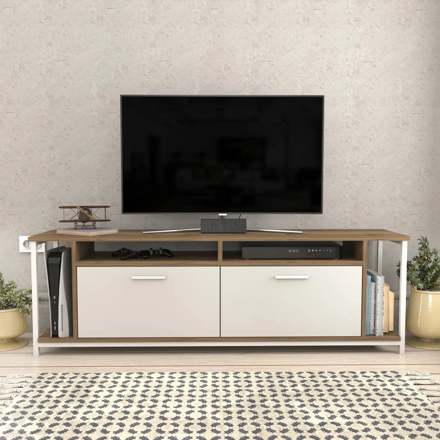 Omar 63" Wide TV Stand & Media Console for TVs up to 72" Decorotika