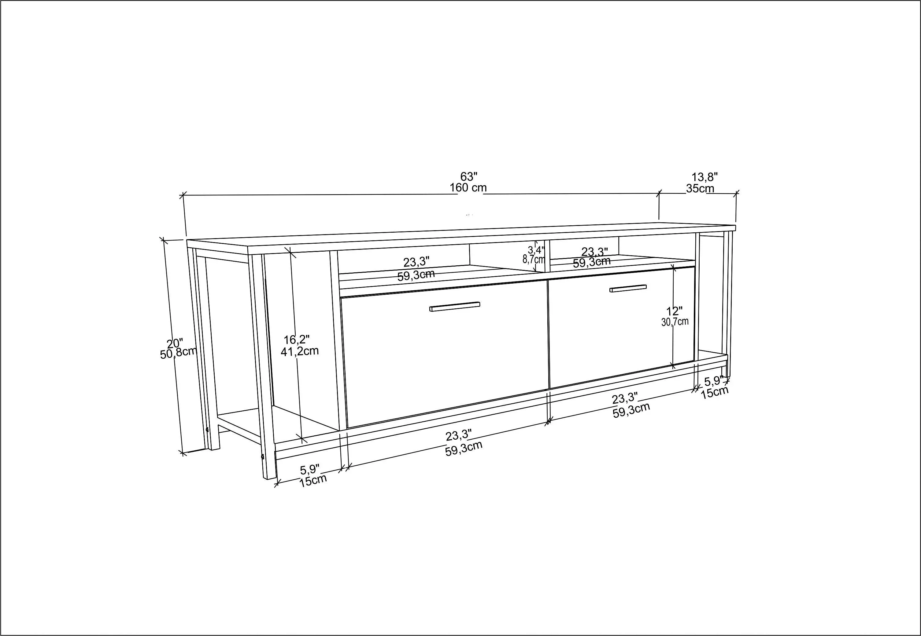 Omar 63" Wide TV Stand & Media Console for TVs up to 72" Decorotika
