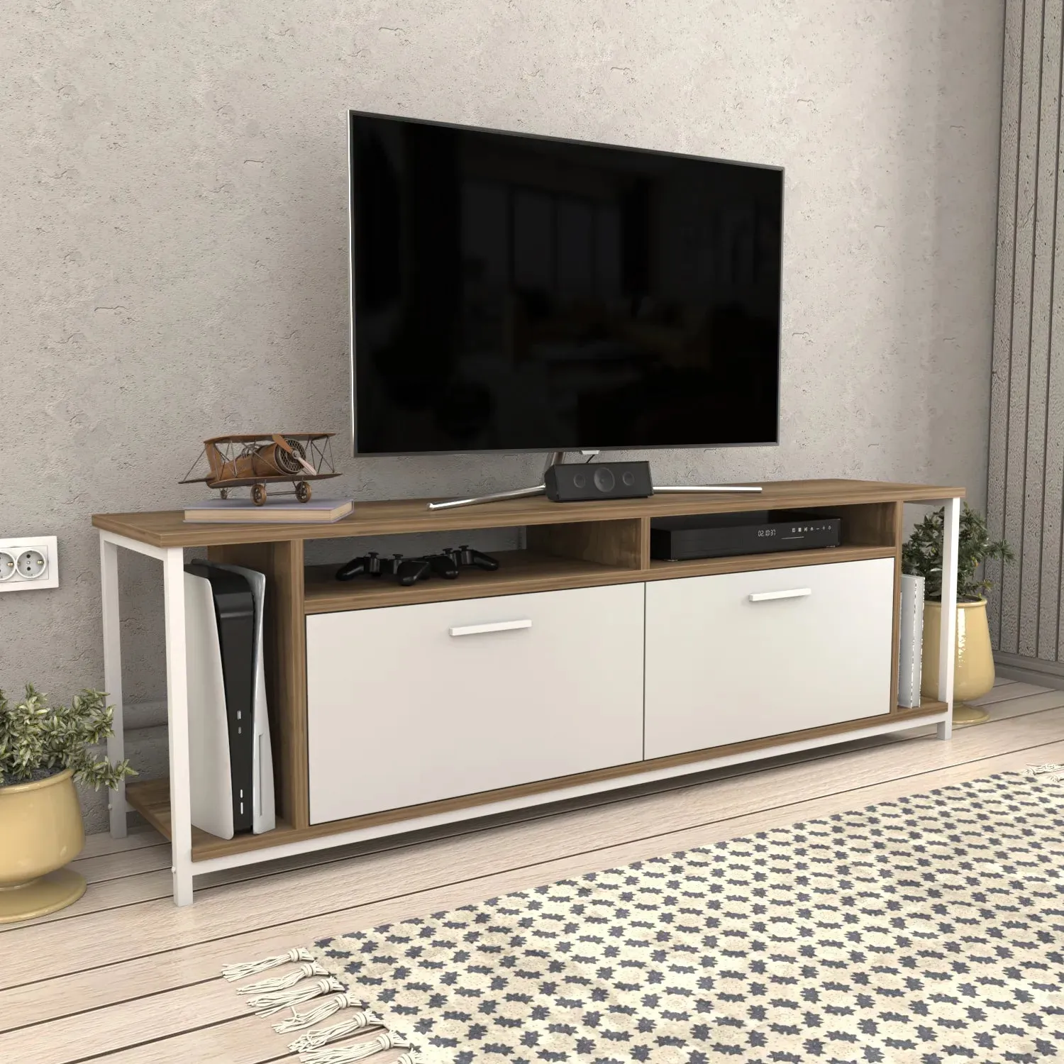 Omar 63" Wide TV Stand & Media Console for TVs up to 72" Decorotika