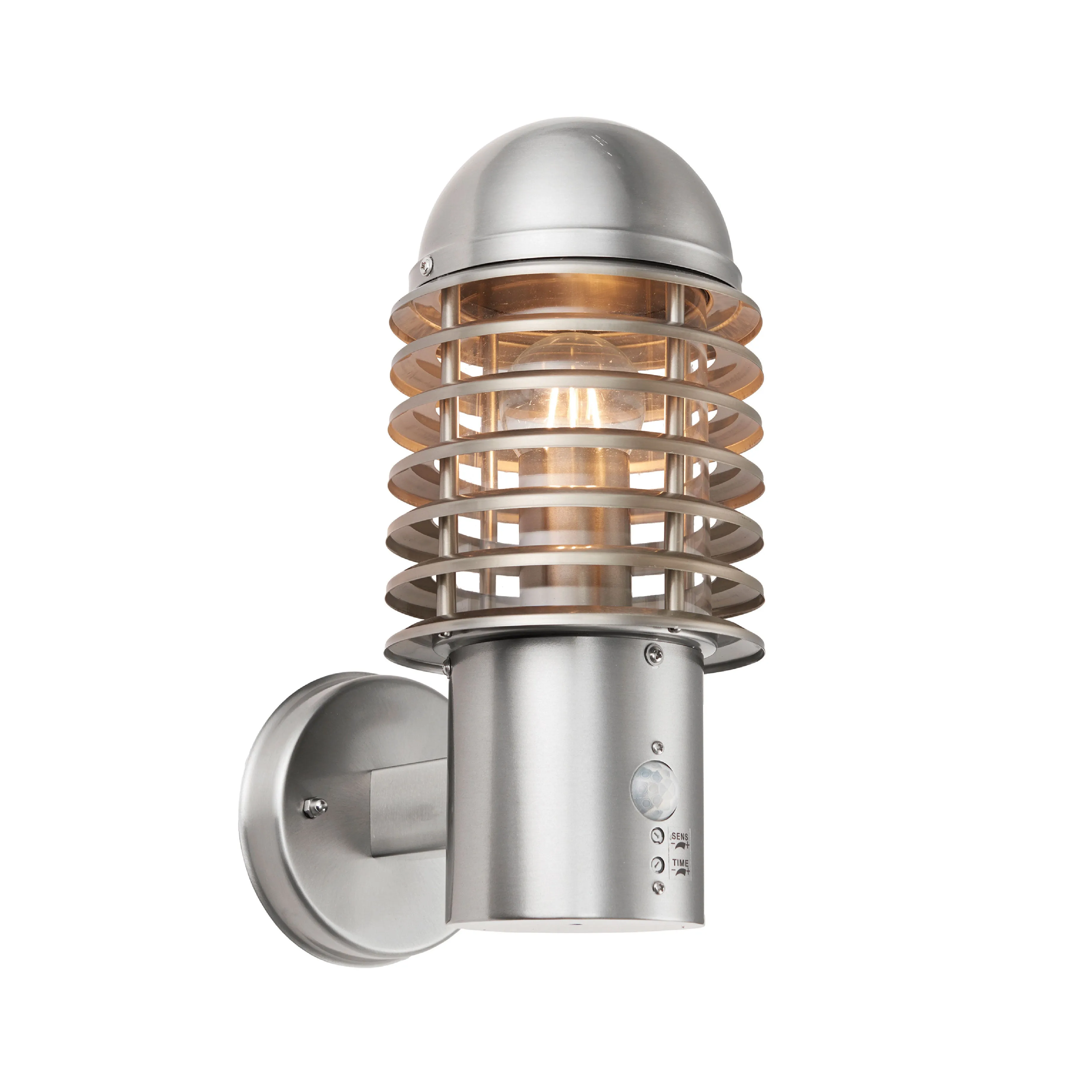 Outdoor Louvre PIR Wall Light | Brushed Stainless Steel | 34cm