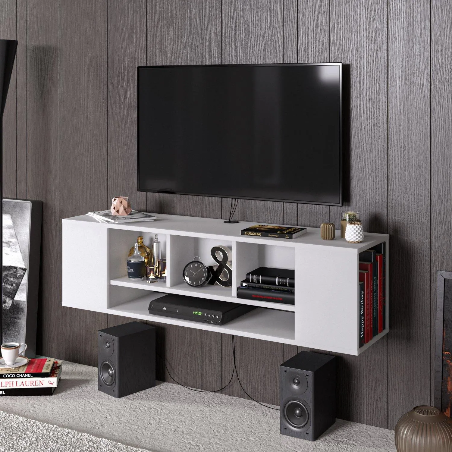 Paldi 53" Wide Floating TV Stand & Media Console Decorotika
