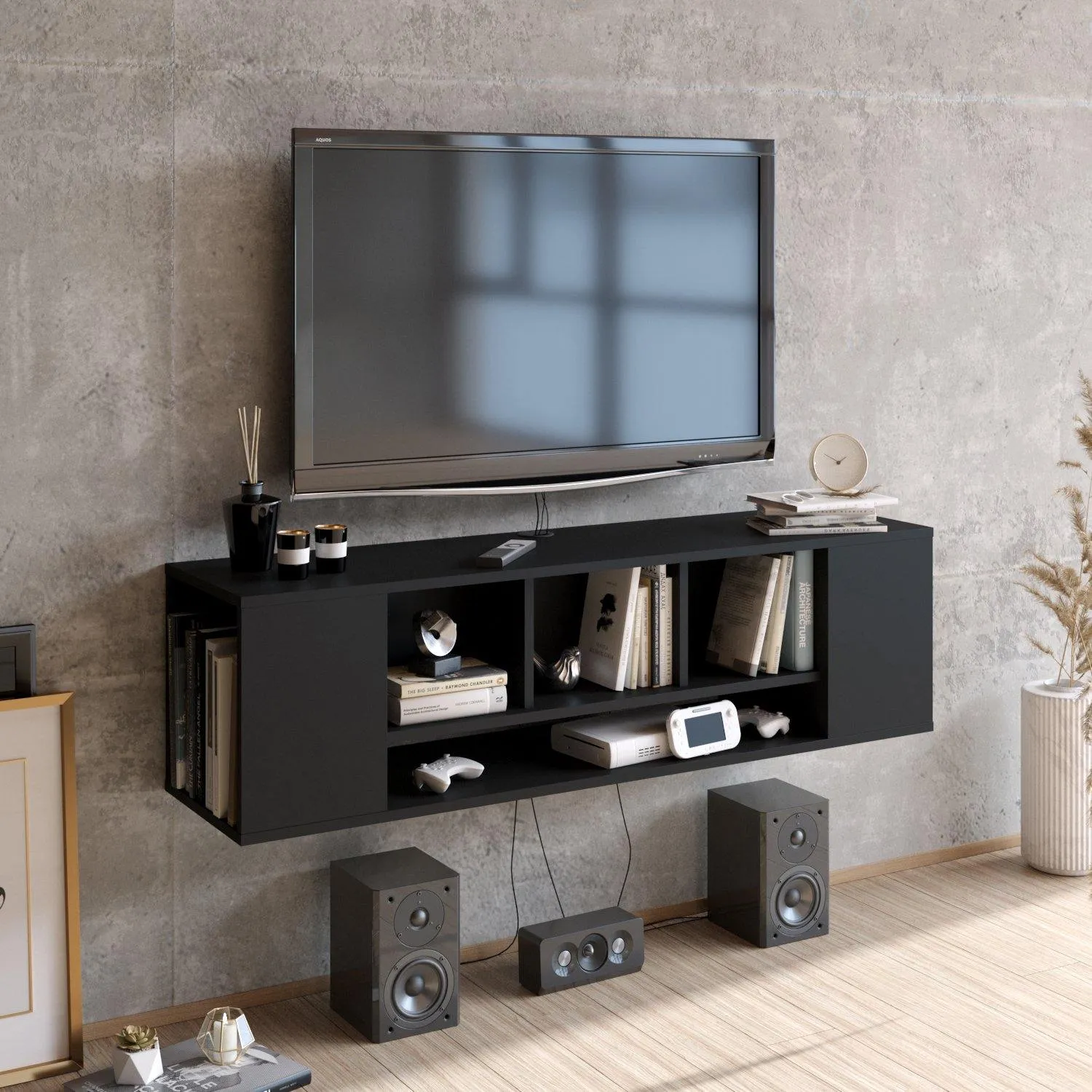 Paldi 53" Wide Floating TV Stand & Media Console Decorotika