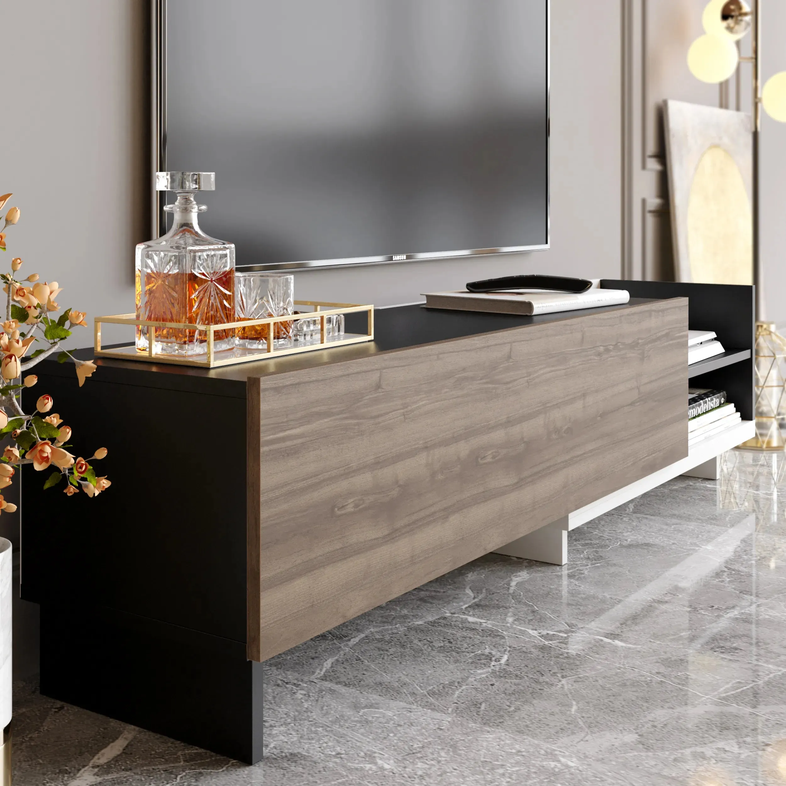 Parion 65" Wide TV Stand and Media Console for TVs up to 65" Decorotika