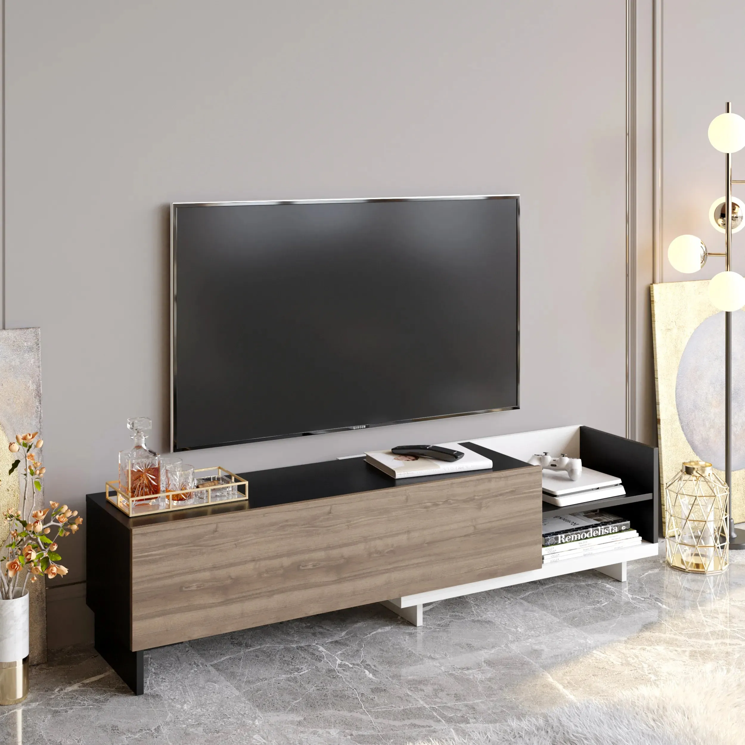 Parion 65" Wide TV Stand and Media Console for TVs up to 65" Decorotika