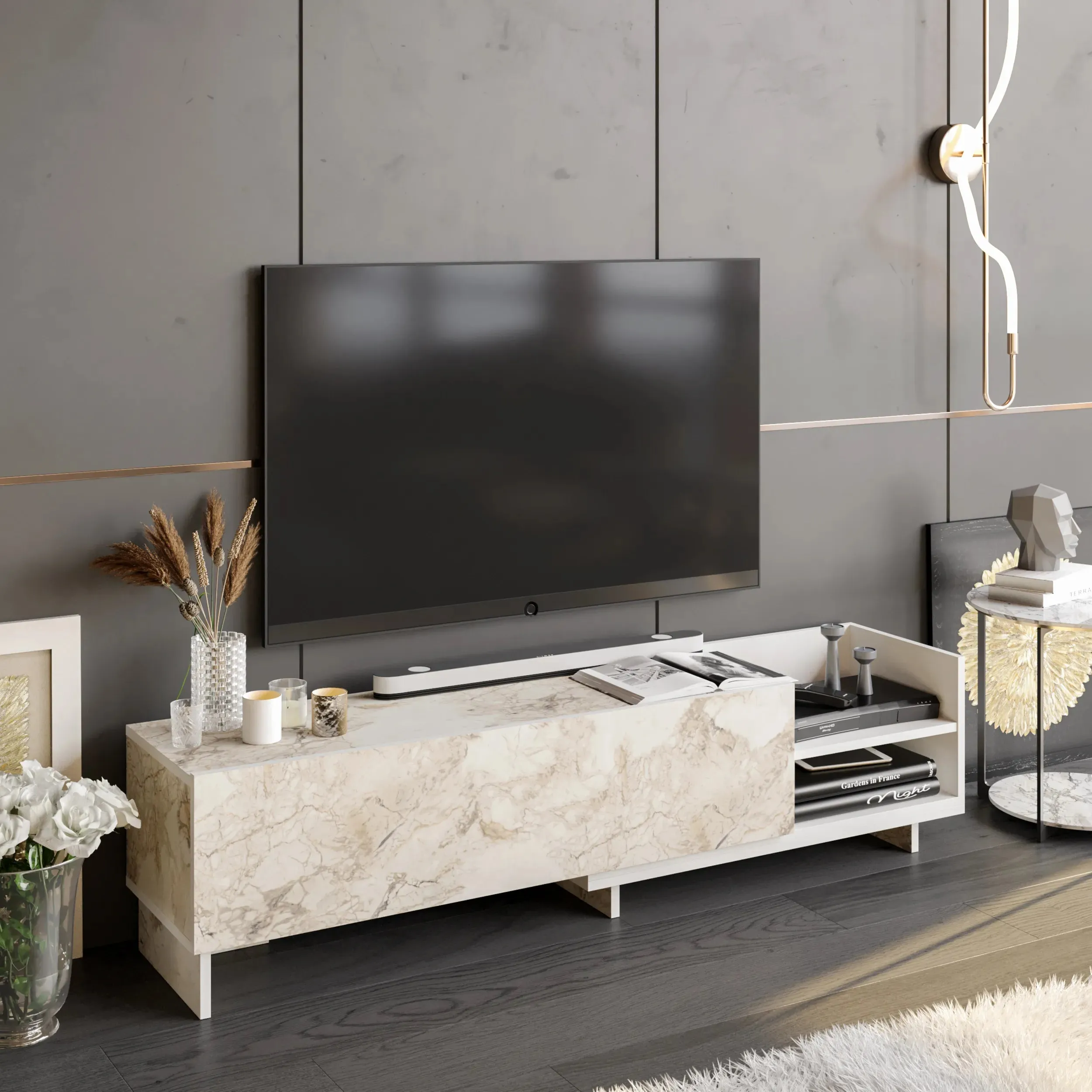 Parion 65" Wide TV Stand and Media Console for TVs up to 65" Decorotika