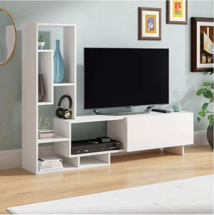 Pegai TV Stand & Entertainment Center for TVs up to 55" - White Decorotika