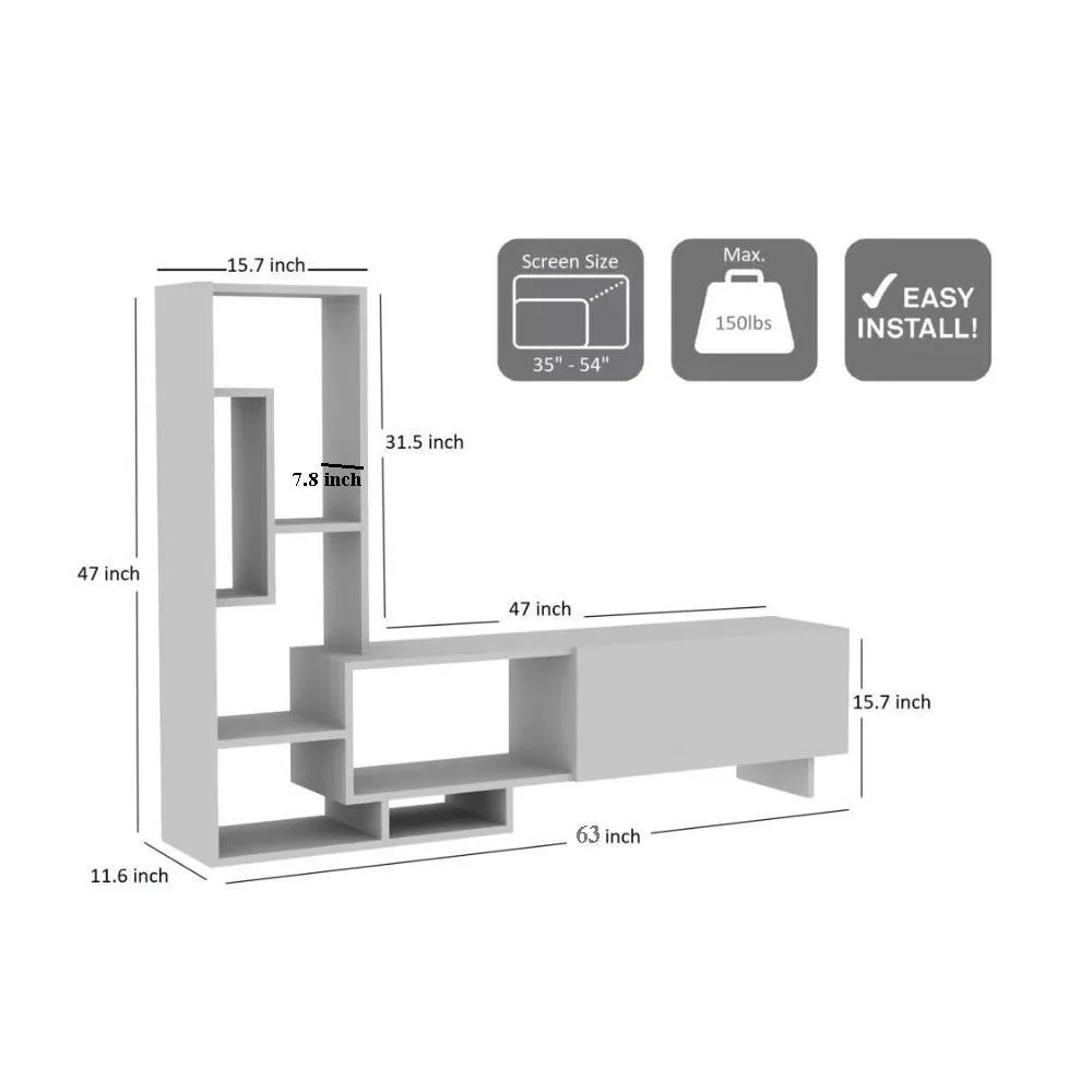 Pegai TV Stand & Entertainment Center for TVs up to 55" - White Decorotika