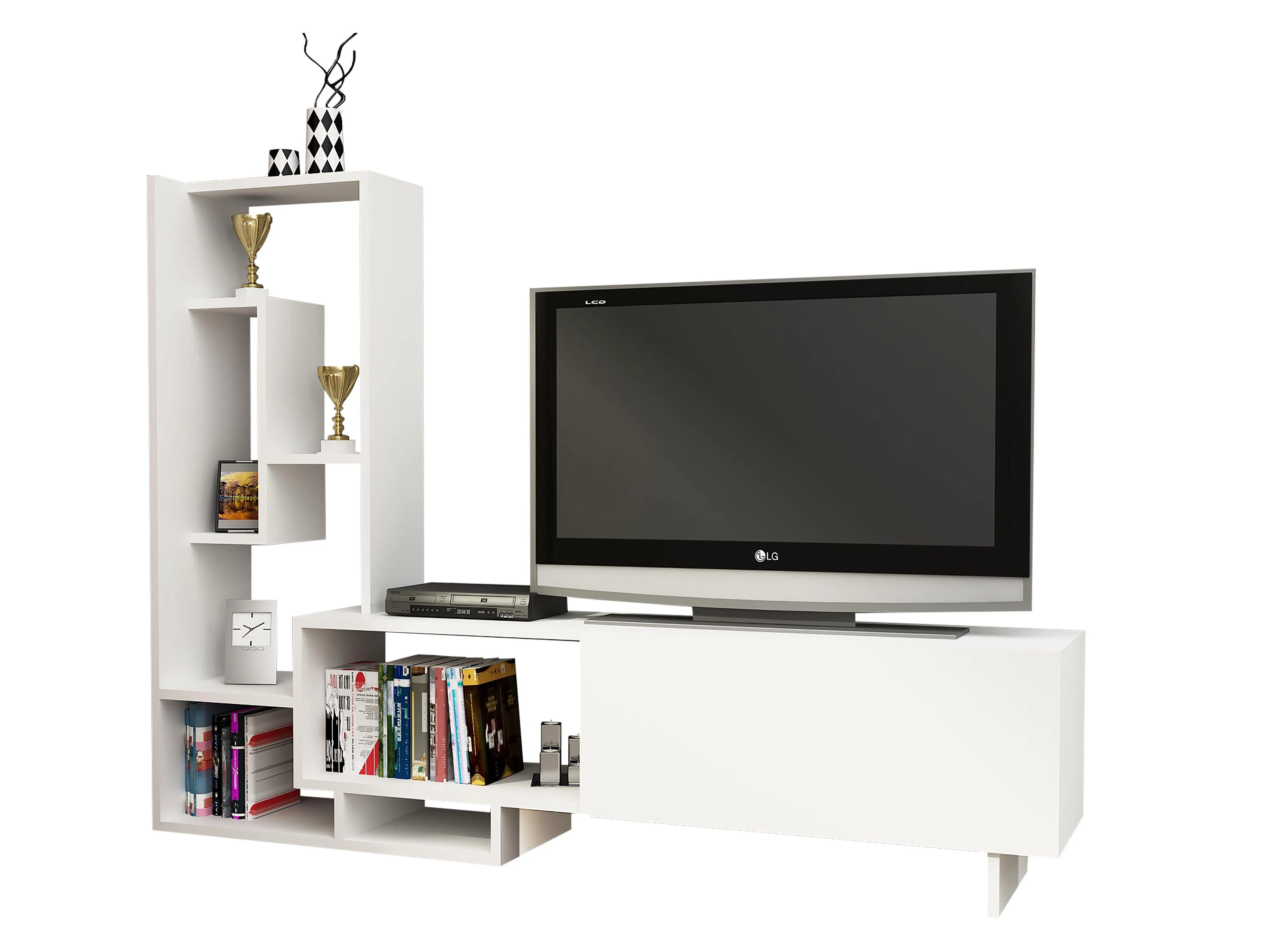Pegai TV Stand & Entertainment Center for TVs up to 55" - White Decorotika