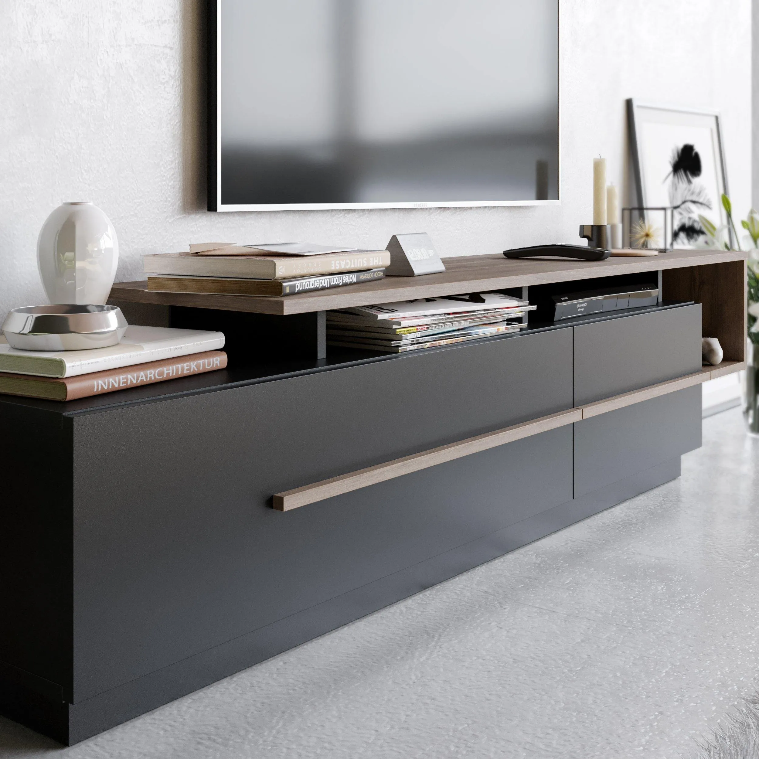Pia 71" TV Stand and Media Console with Cabinets and Shelves for TVs up to 80" Decorotika