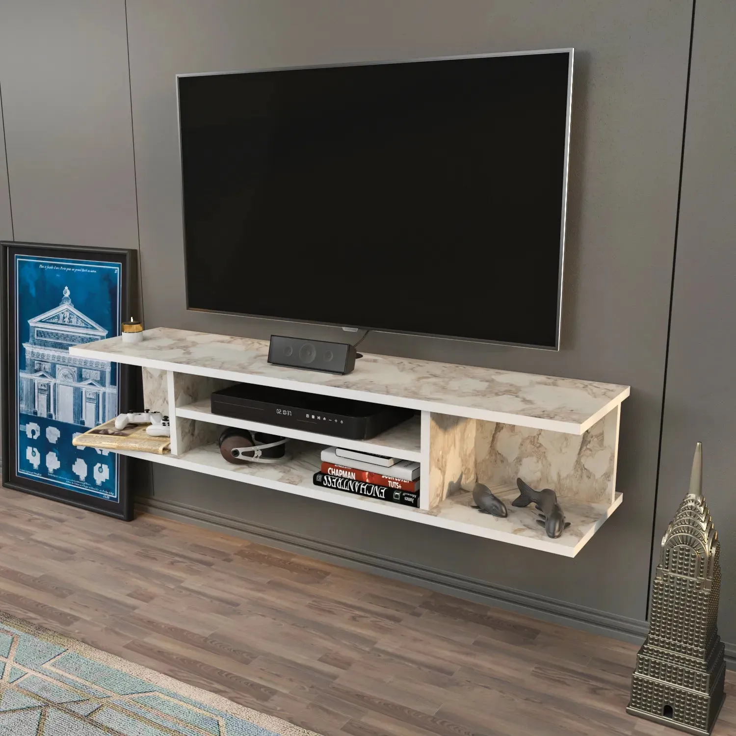 Pivot Floating, Wall Mounted TV Stand and Media Console for TVs up to 55'' Decorotika