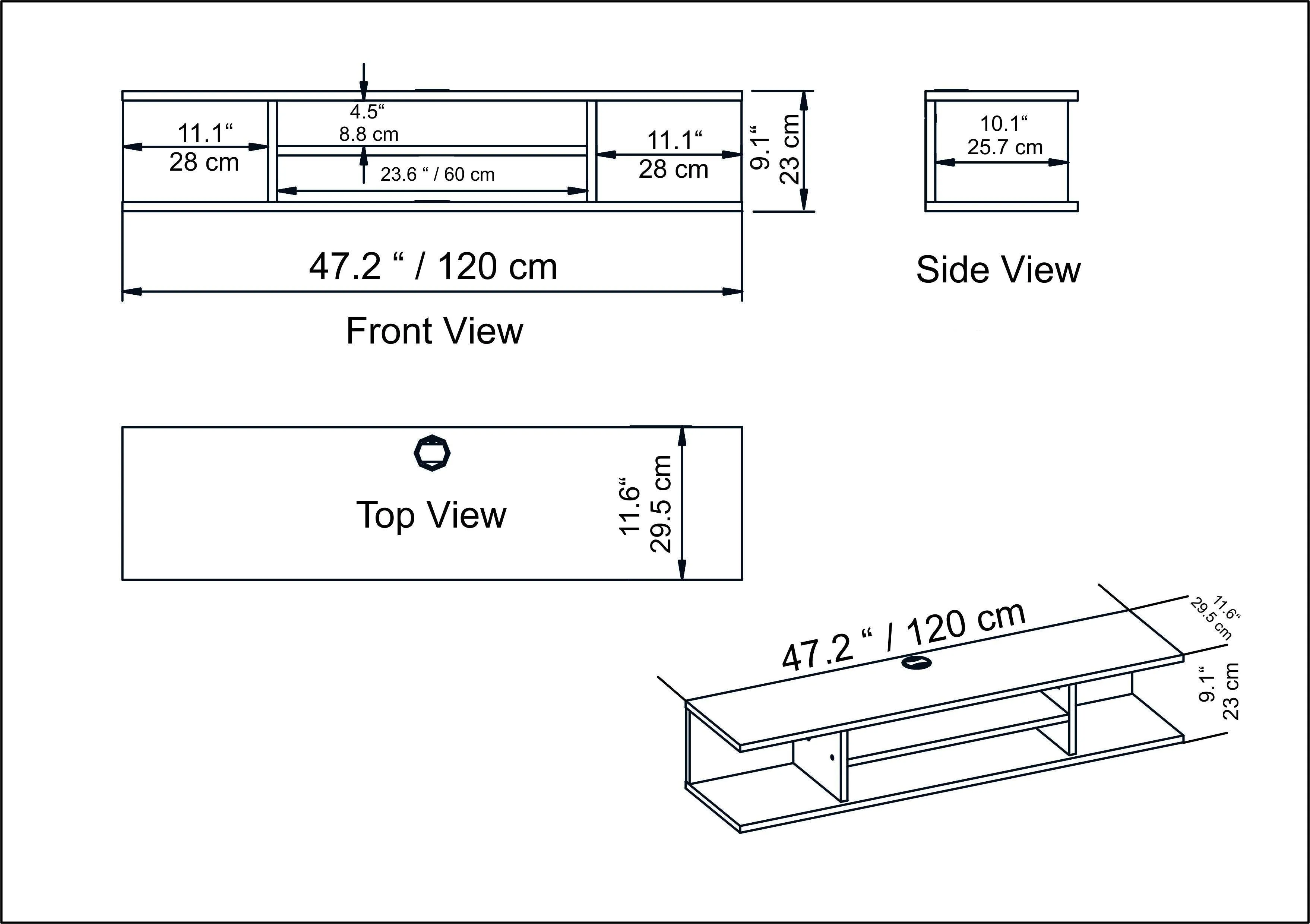 Pivot Floating, Wall Mounted TV Stand and Media Console for TVs up to 55'' Decorotika