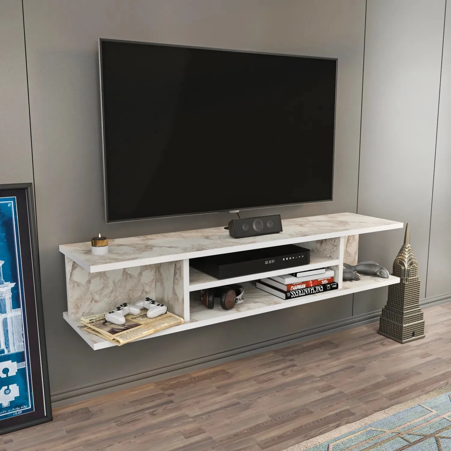 Pivot Floating, Wall Mounted TV Stand and Media Console for TVs up to 55'' Decorotika